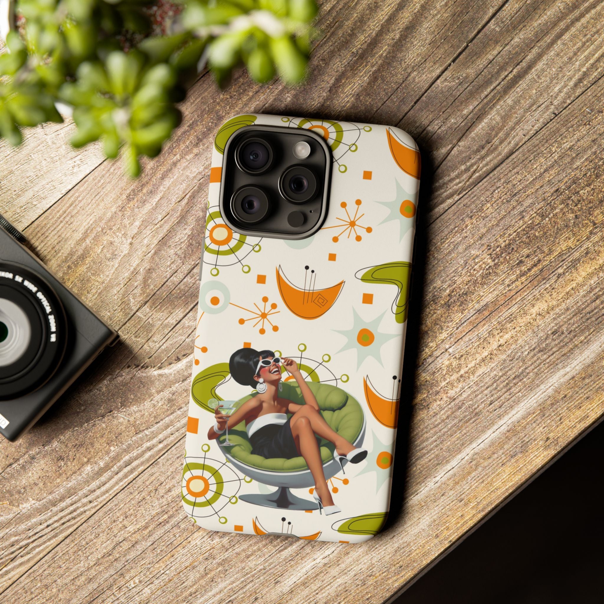 Mid Century Modern Atomic Starburst Mid Mod 60s Gal Retro Chic Tough Phone Case with Vintage Glamour Design