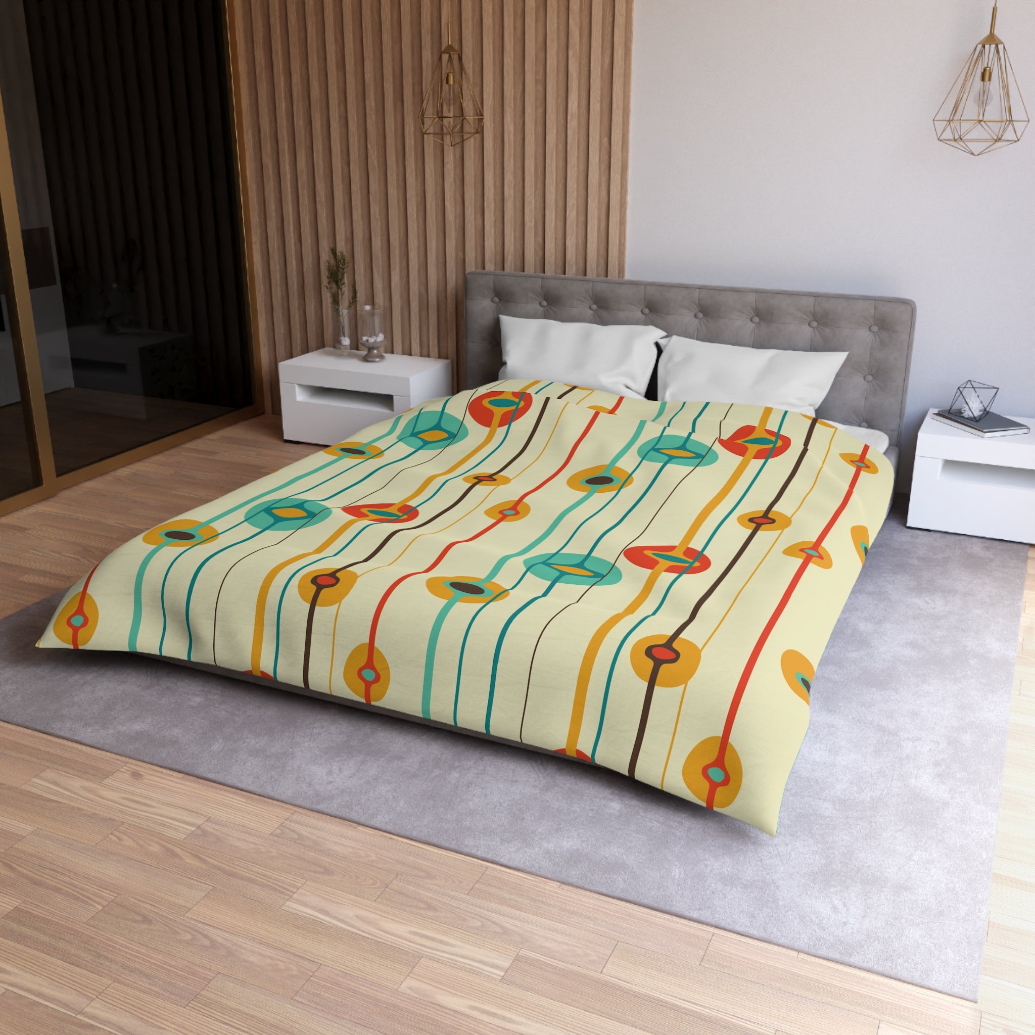 Mid Century Modern Googie Designed Atomic 50s Bedding Duvet Cover - Mid Century Modern Gal