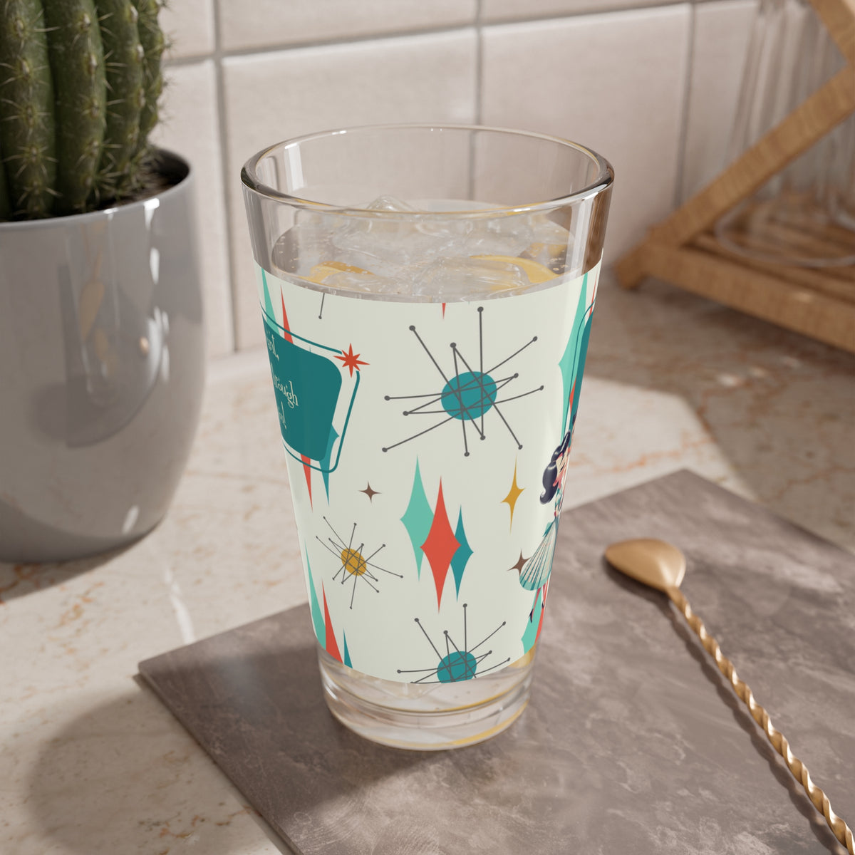 Franciscan Starburst Glassware, 50s Vintage Inspired Mid Mod Couple, Love Gifts, Anniversary, Wedding Drinking Glass - Mid Century Modern Gal
