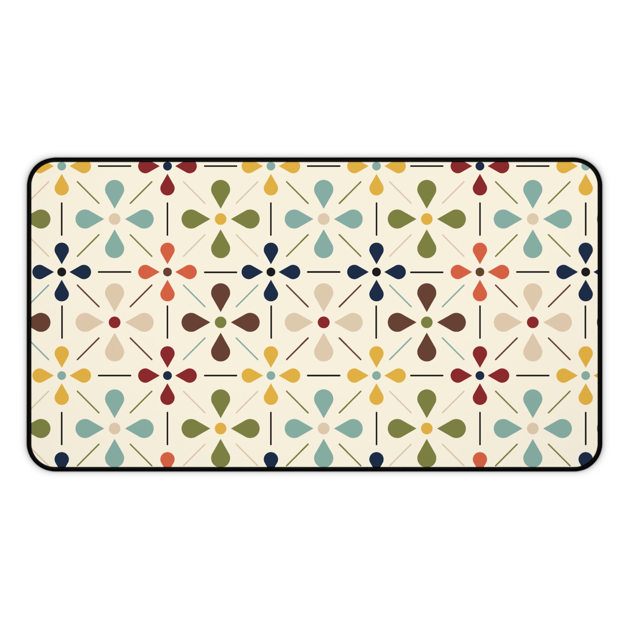 Mid Century Modern Scandinavian Flower, Mod Multi Color Desk Mat - Mid Century Modern Gal