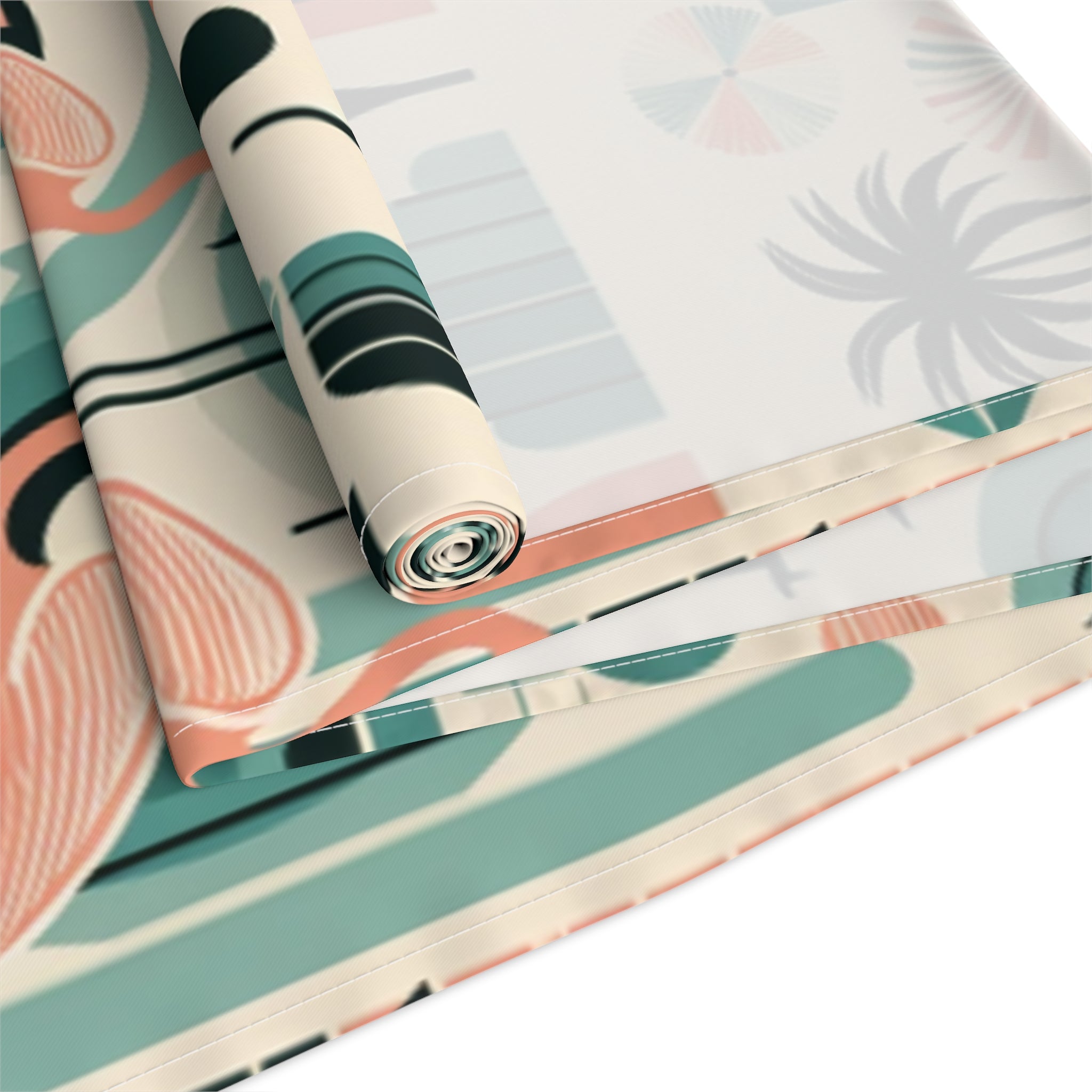 Palm Springs California Flamingo Mid Century Modern Pink, Aqua, MCM Table Runner - Mid Century Modern Gal