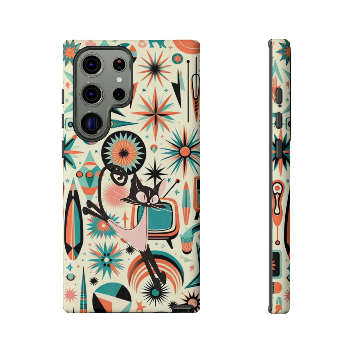 Atomic Kitty Boomerang Space Kitty Mid Century Modern Samsung, Smart Phone, Tough Cases