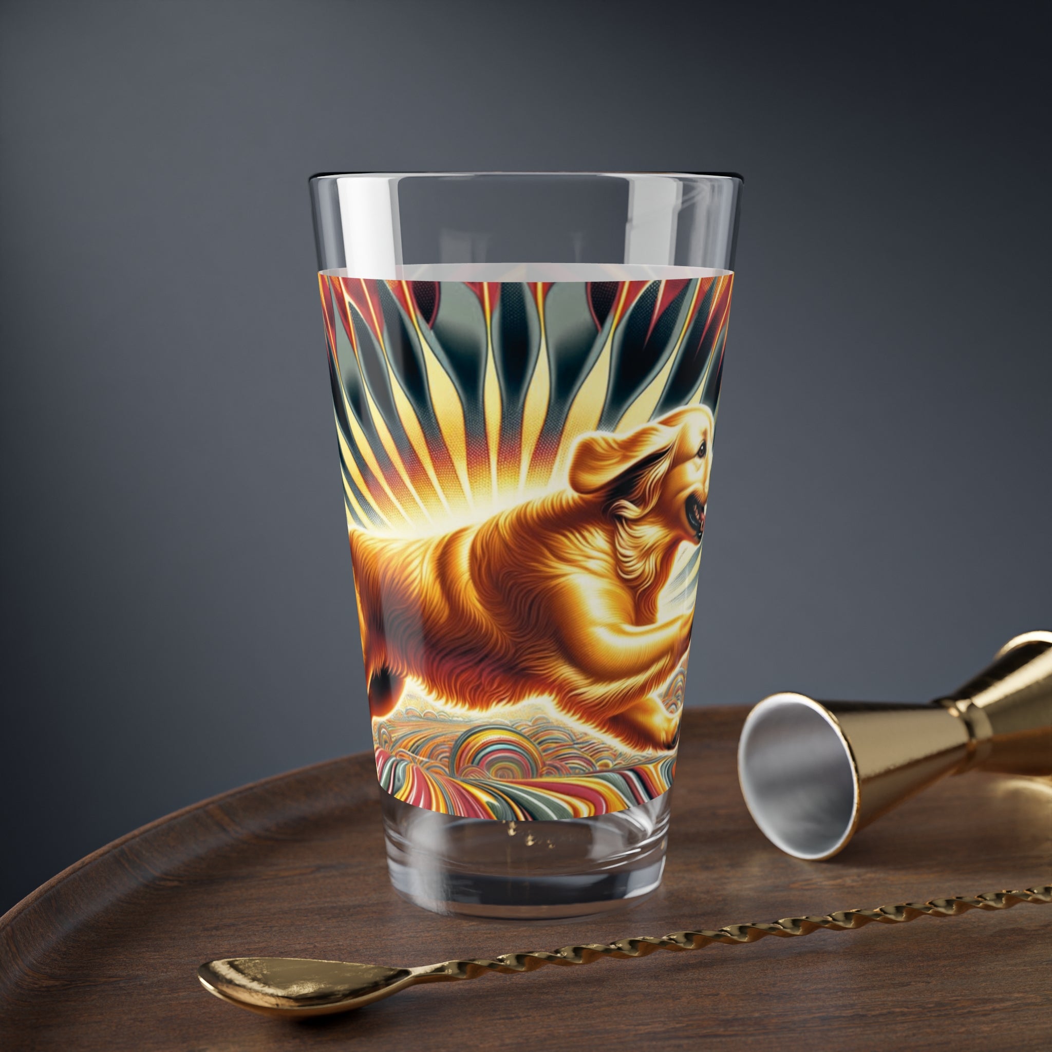Golden Retriever Gifts, Cocktail, Mocktail Retro Drinking Glass For Retriever Mom, Dad, Bestie Retriever Gifts - Mid Century Modern Gal
