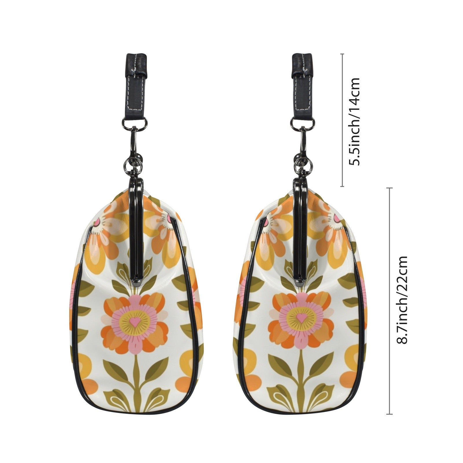 Scandinavian Modern Floral Mid Century Modern Kisslock Crossbody Purse - Mid Century Modern Gal