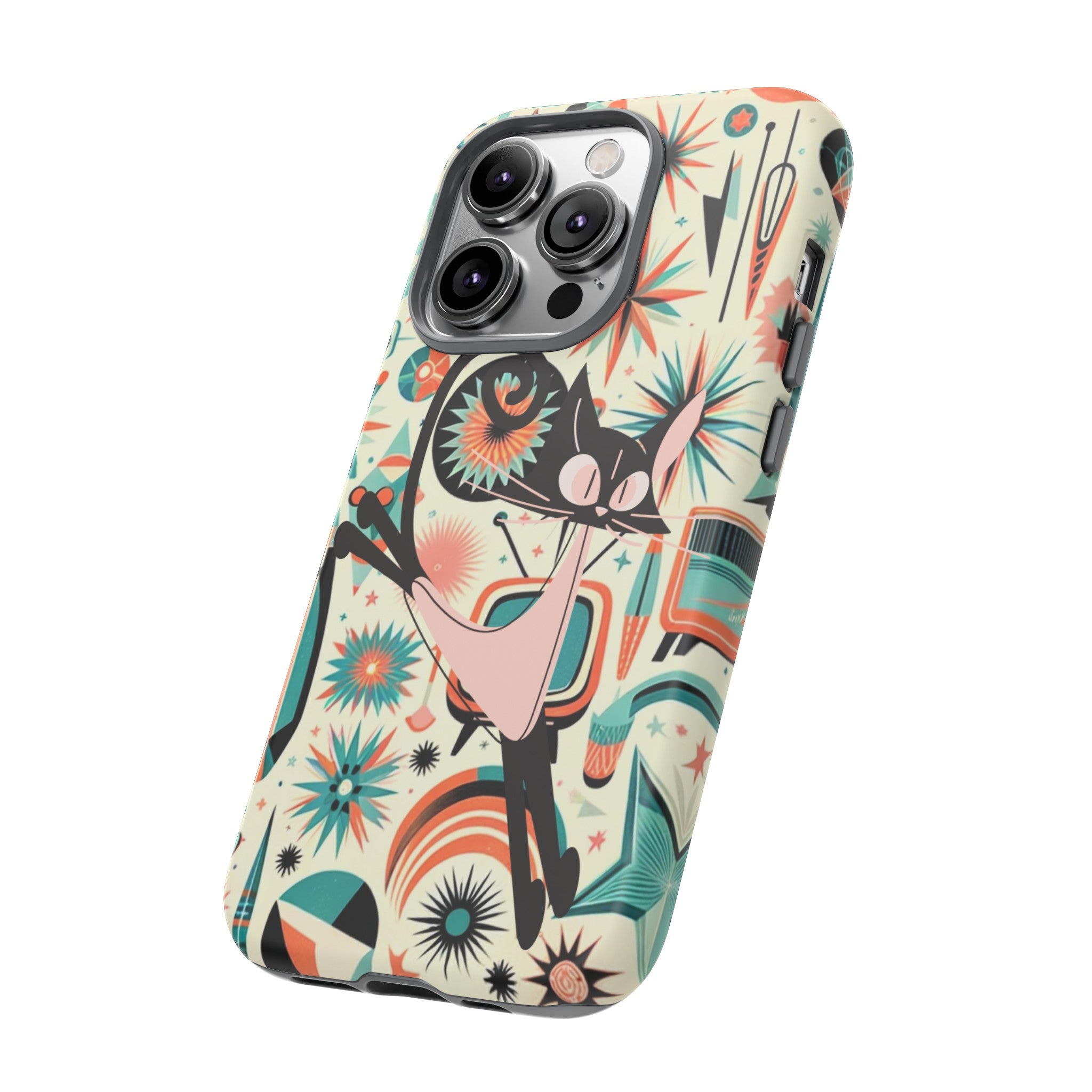 Atomic Kitty Boomerang Space Kitty Mid Century Modern Samsung, Smart Phone, Tough Cases - Mid Century Modern Gal