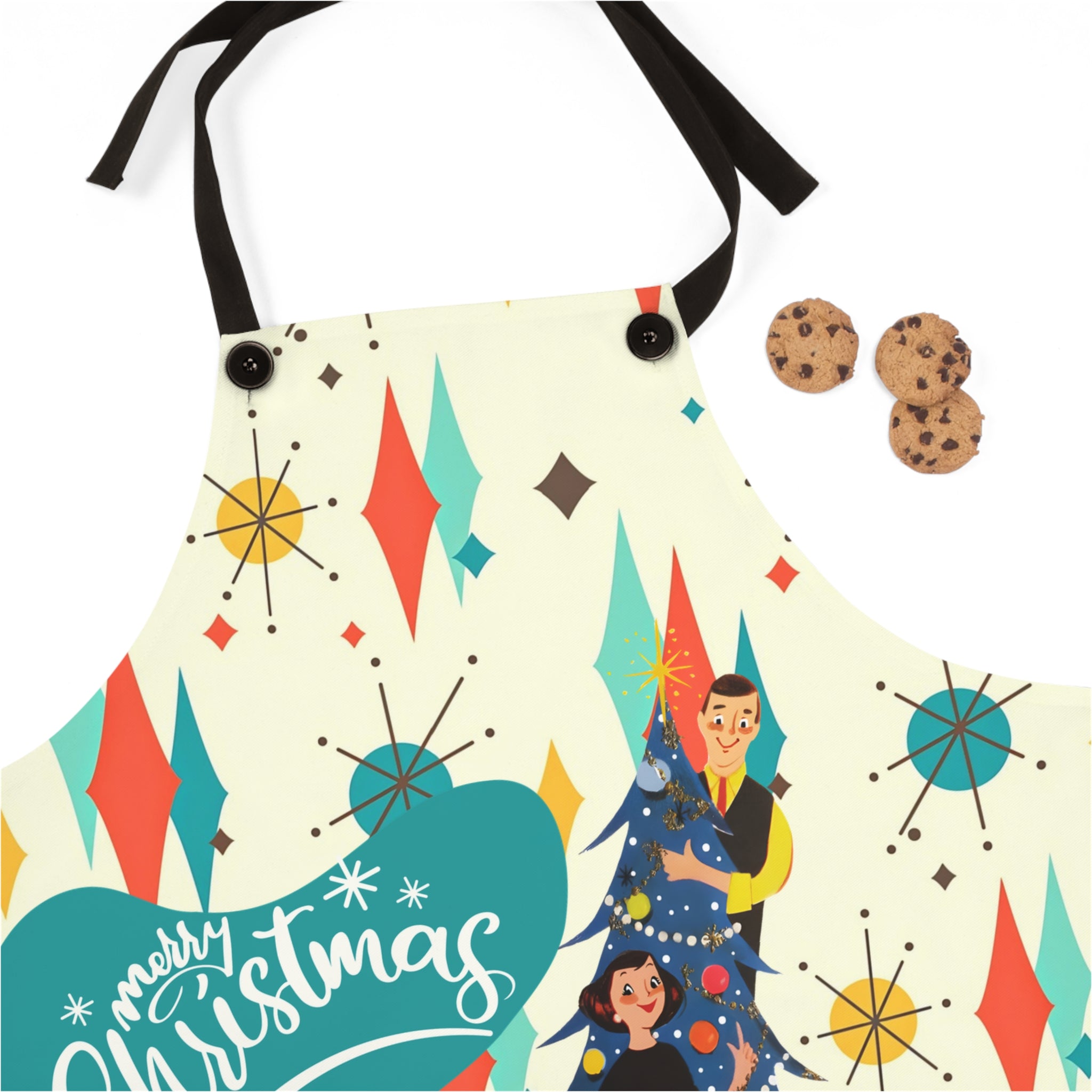 Kitschy Vintage 50s Christmas Card Baking Cooking Apron Mid Mod Style - Mid Century Modern Gal
