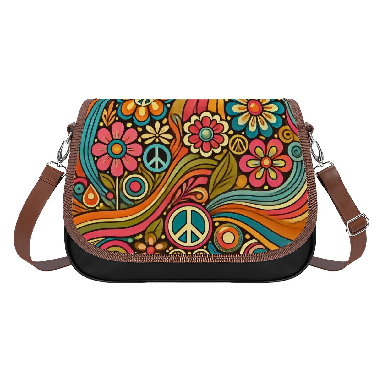Happy Hippie Retro 60s 70s Crossbody, Shoulder Bag - Mid Century Modern Gal