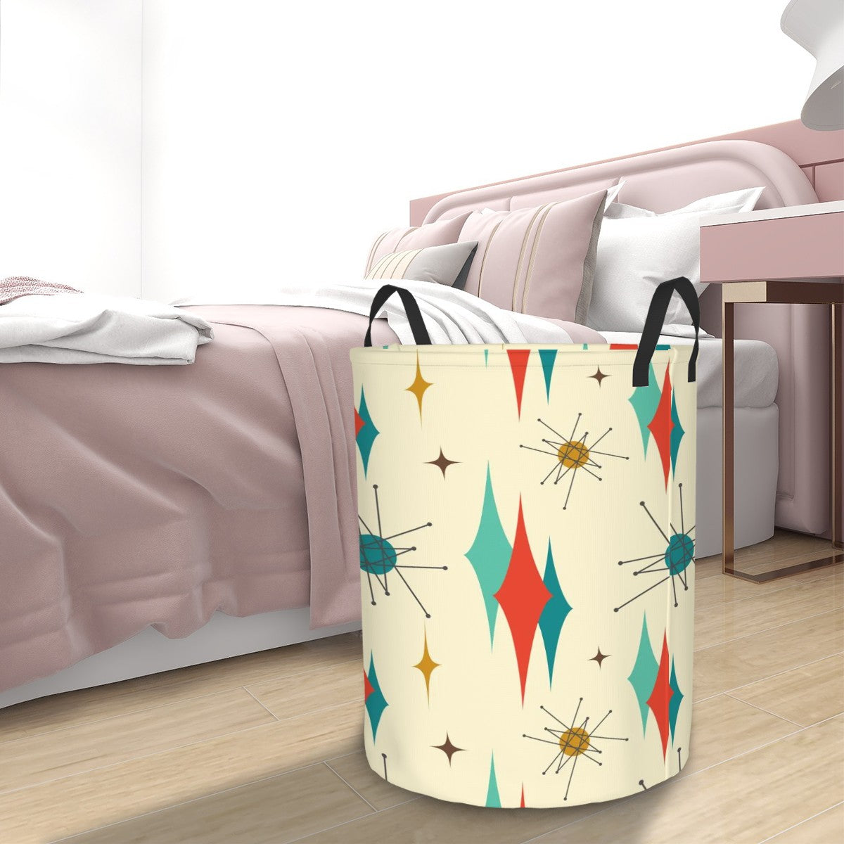 Franciscan Starburst Atomic Mid Mod Circular Laundry Basket - Mid Century Modern Gal