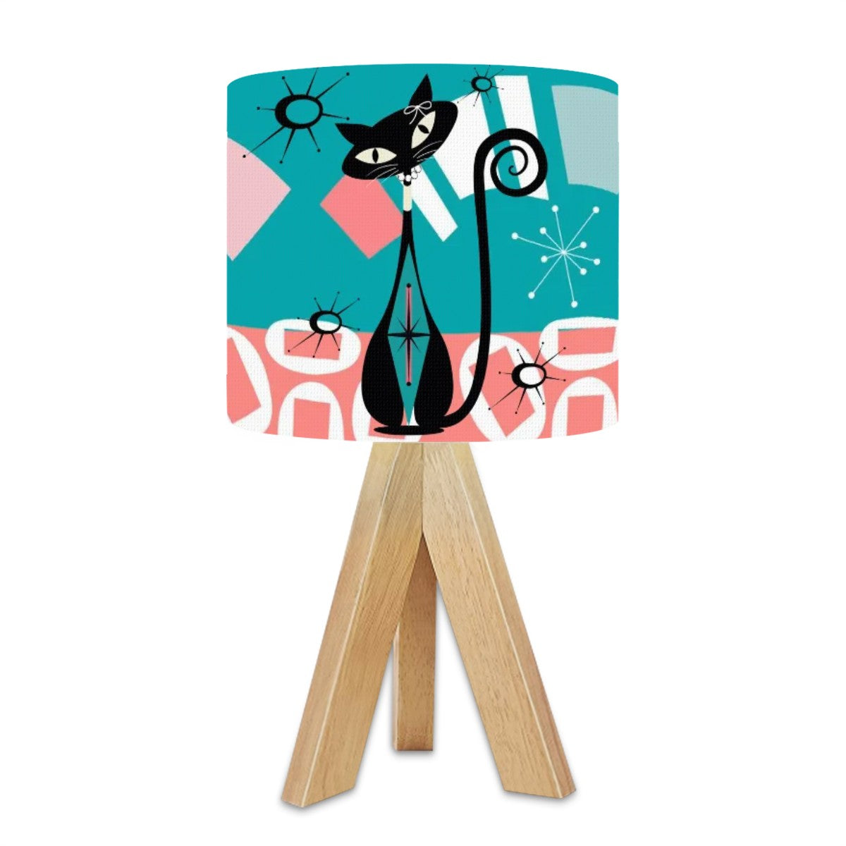 Atomic Cat Mid Century Modern Coral, Aqua MCM Tripod Table Lamp - Mid Century Modern Gal