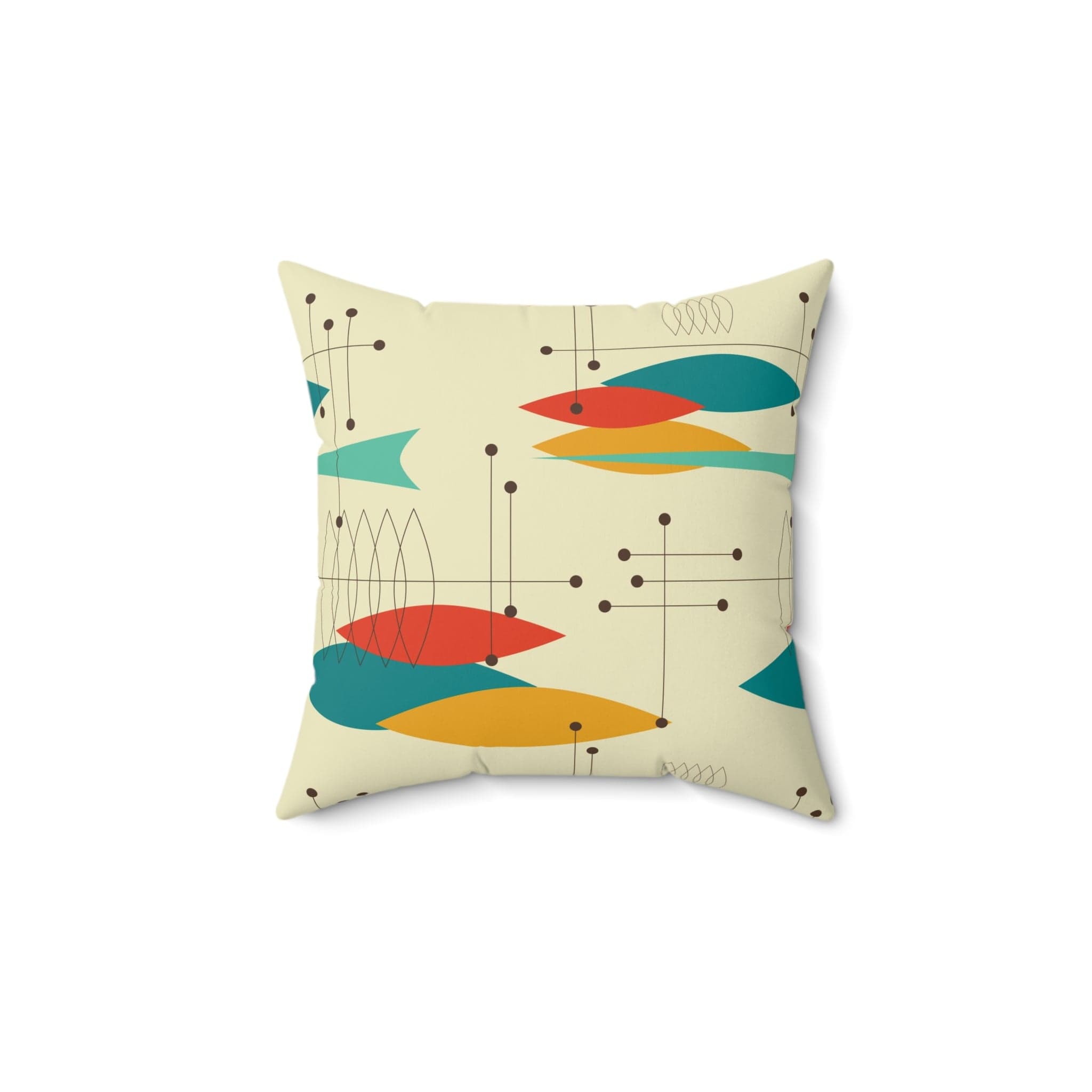 Mid Century Modern Oval Abstract, Mid Mod Palm Spring Cali Style, Pillow And Insert Home Decor 14" × 14"