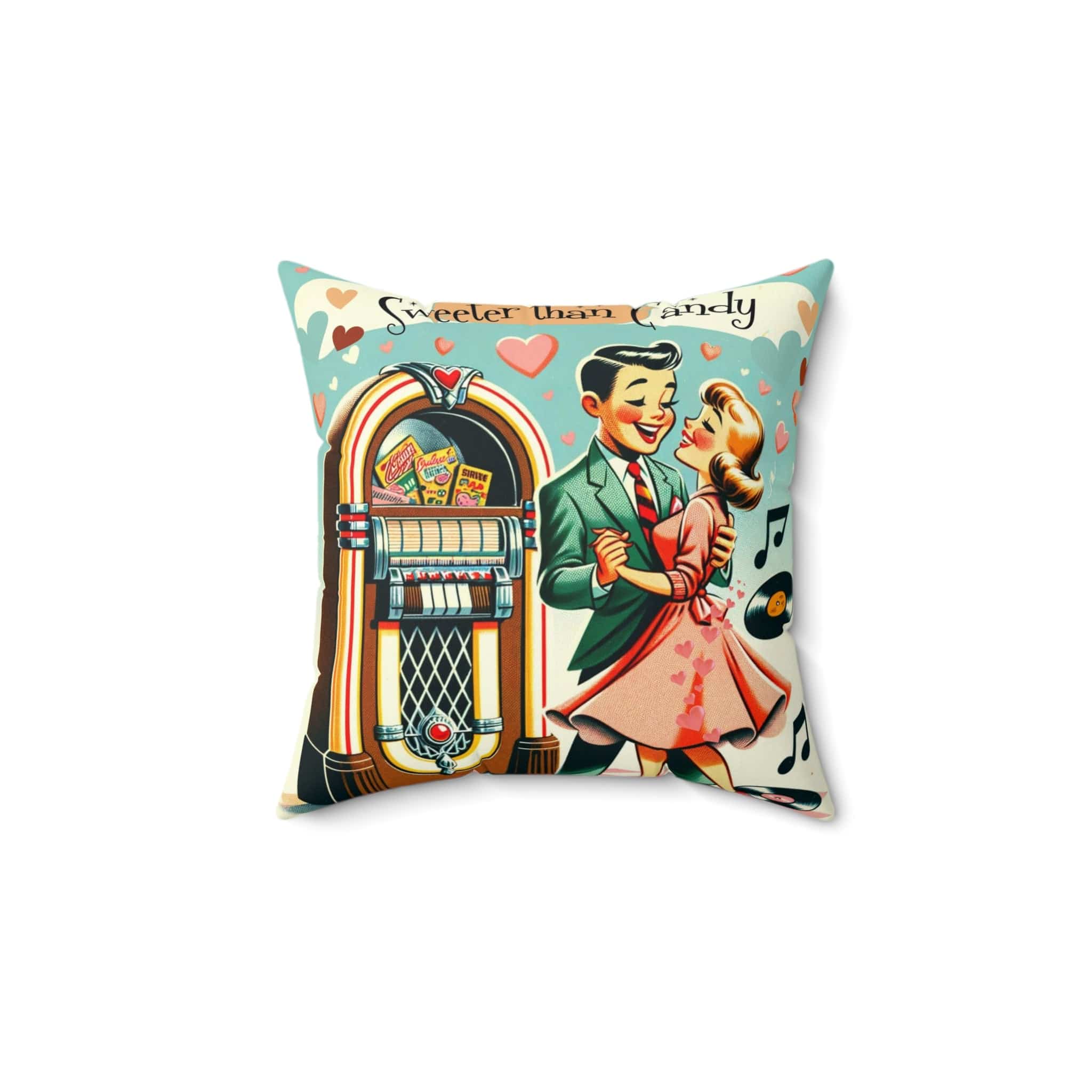 Vintage Valentine Love, Sweeter Than Candy, Retro Couple, Sweetheart Pillow And Insert Home Decor 14" × 14"