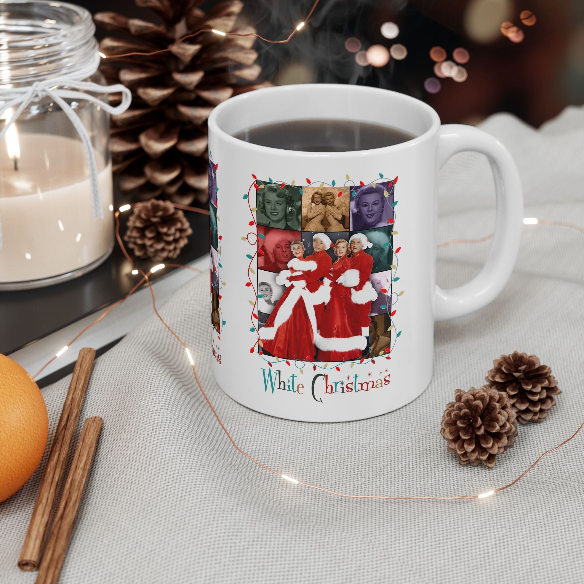 Wallace And Davis Movie Festive White Christmas Mug - Holiday Cheer Gift - Mid Century Modern Gal