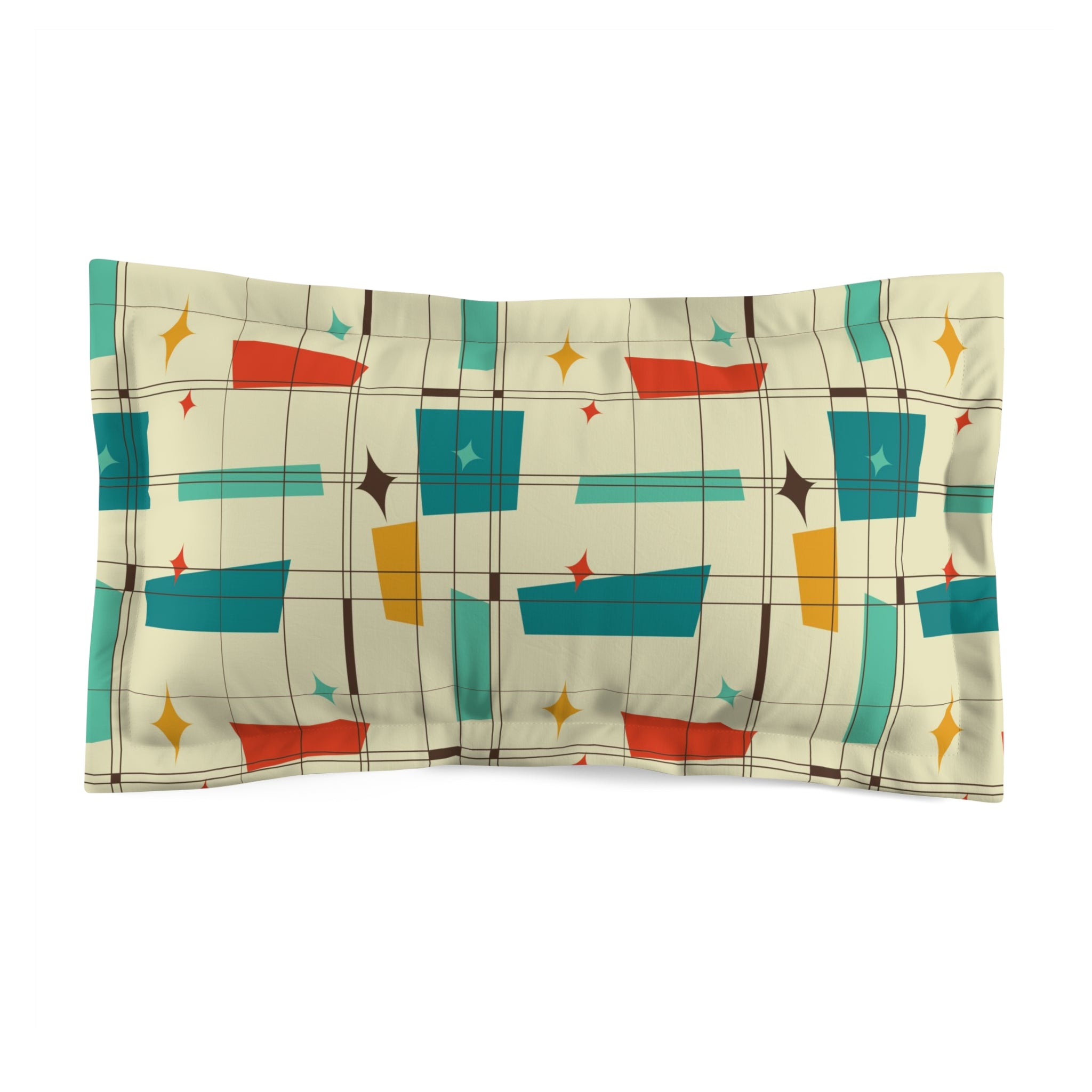 Atomic 50s Geometric Starburst Retro MCM Microfiber Pillow Sham - Mid Century Modern Gal