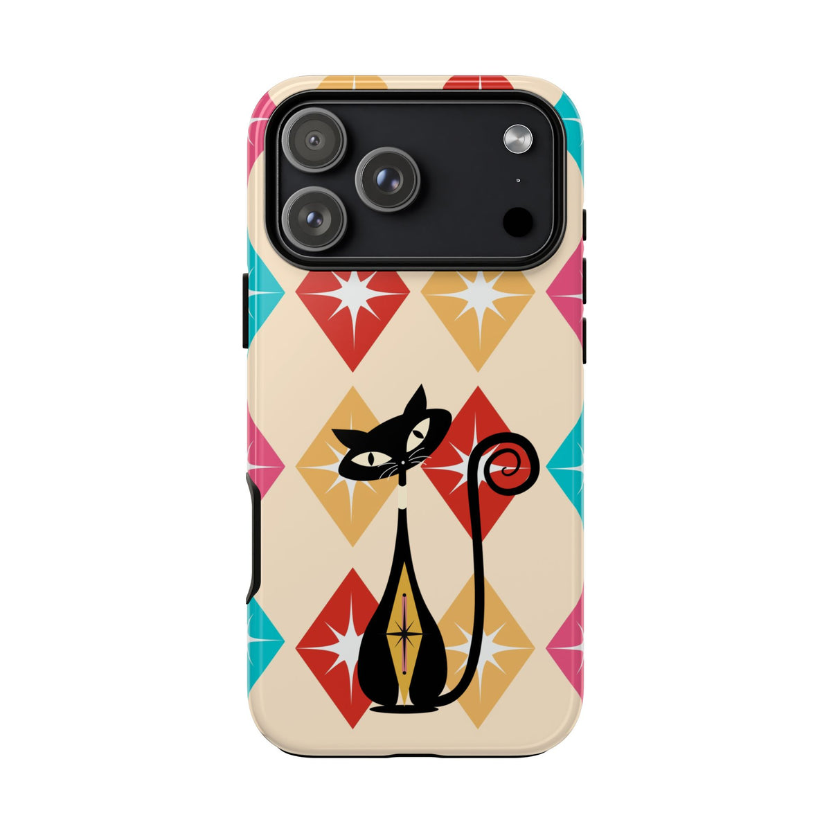 Mid Century Modern Atomic Cat, Atomic 50s Diamonds Retro Phone Tough Cases - Mid Century Modern Gal