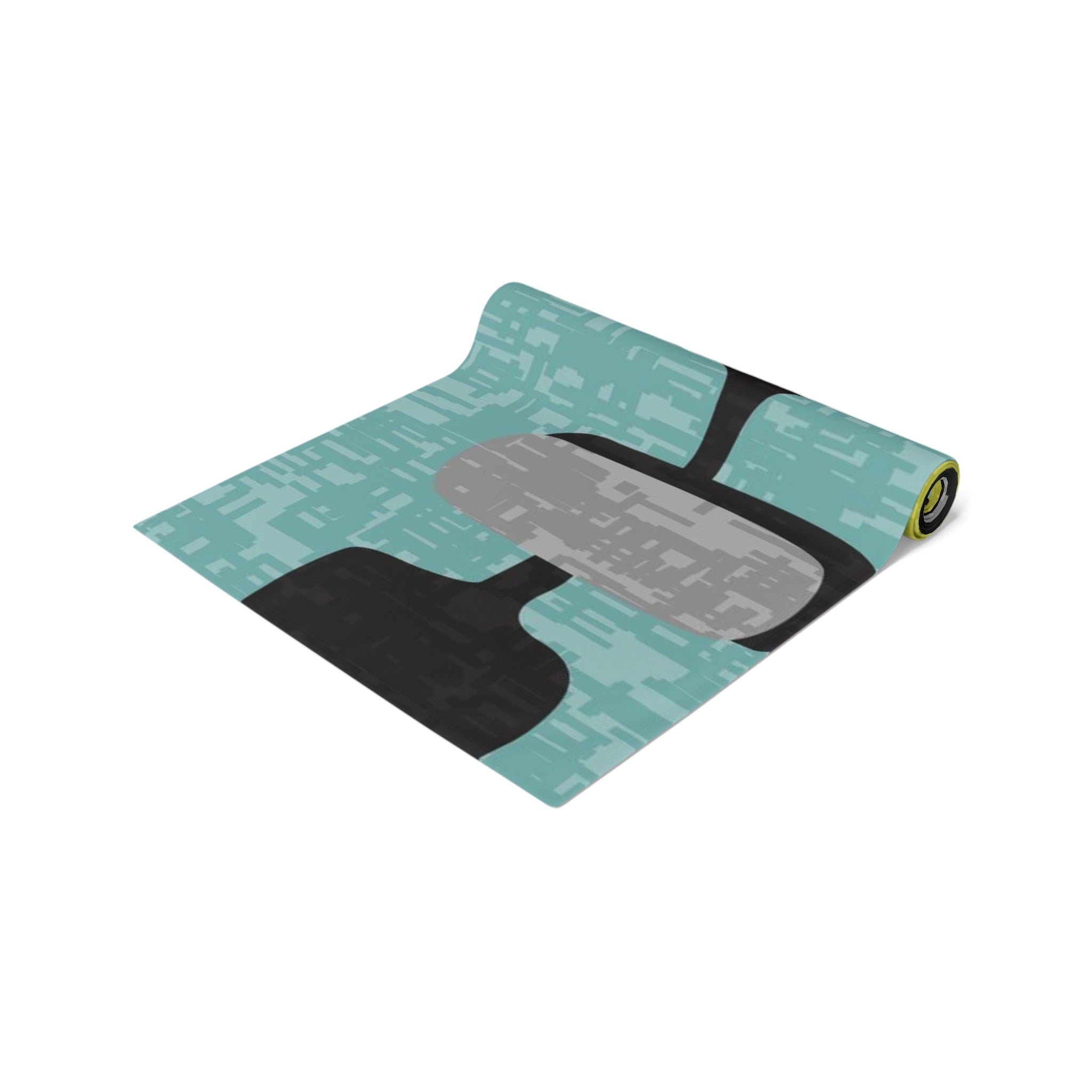Mid Century Modern Table Runner, Atomic Kitties, Black Cats, Boomerangs Geometric Designed, Aqua, Green, Blue, Black, MCM Table Runner - Mid Century Modern Gal