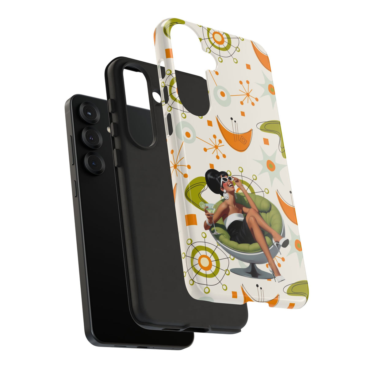 Mid Century Modern Atomic Starburst Mid Mod 60s Gal Retro Chic Tough Phone Case with Vintage Glamour Design