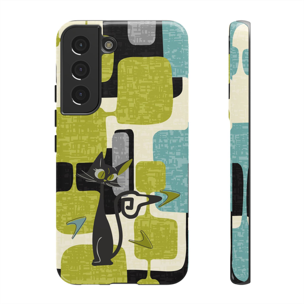 Mid Century Modern Geometric Kitschy Cat, Boomerang Retro Smart Phone Tough Cases - Mid Century Modern Gal
