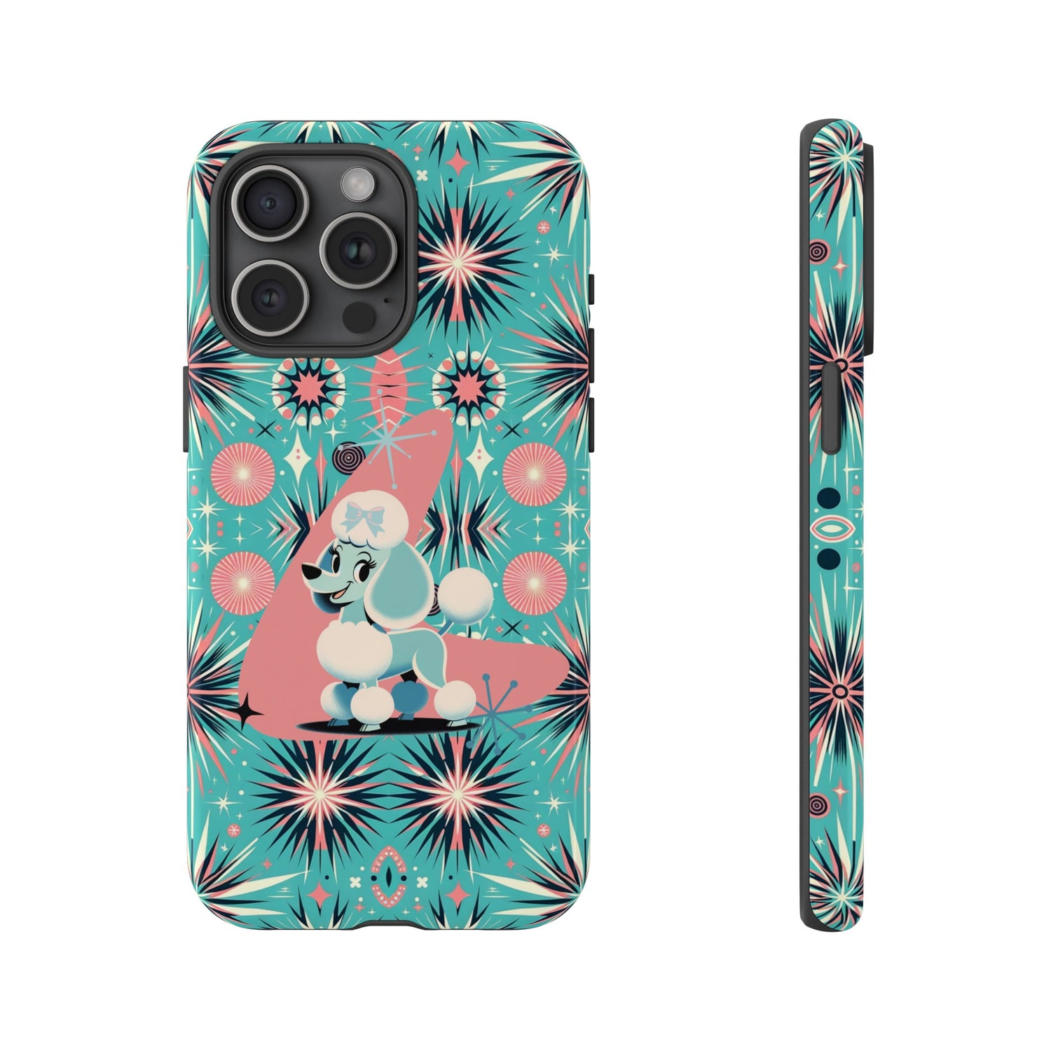 1950s Mid Century Modern Atomic Pink, Poodle Retro Smart Phone Tough Cases
