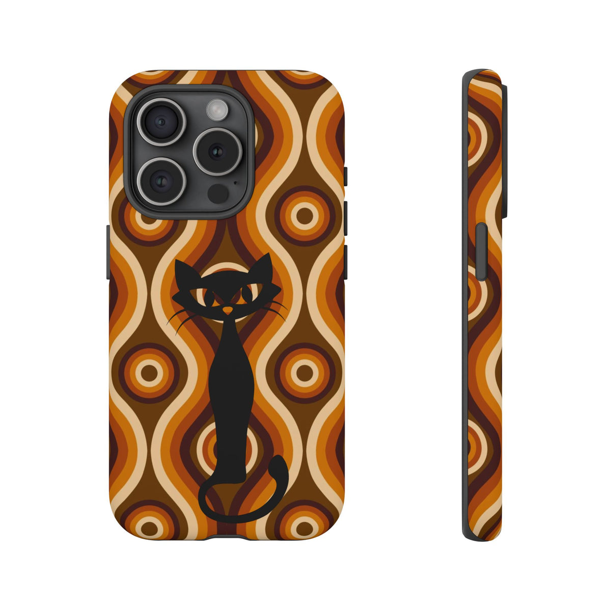 Retro Phone Case, Groovy Brown, Atomic Kitsch Cat Tough Smart Phone Cases