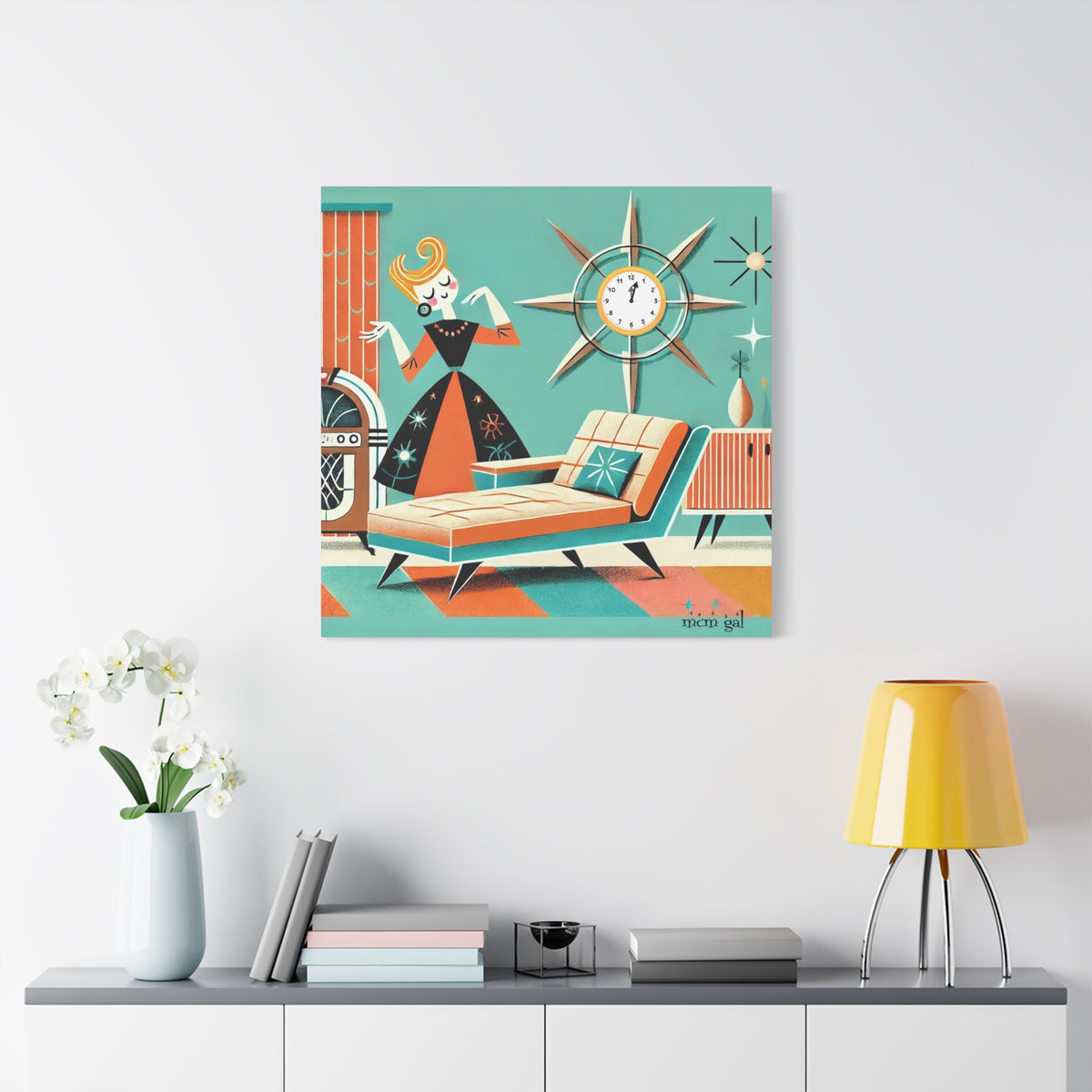 Mid Century Modern Wall Art, Quirky Mod Gal Retro Mid-Century Wall Art - Mid Century Modern Gal