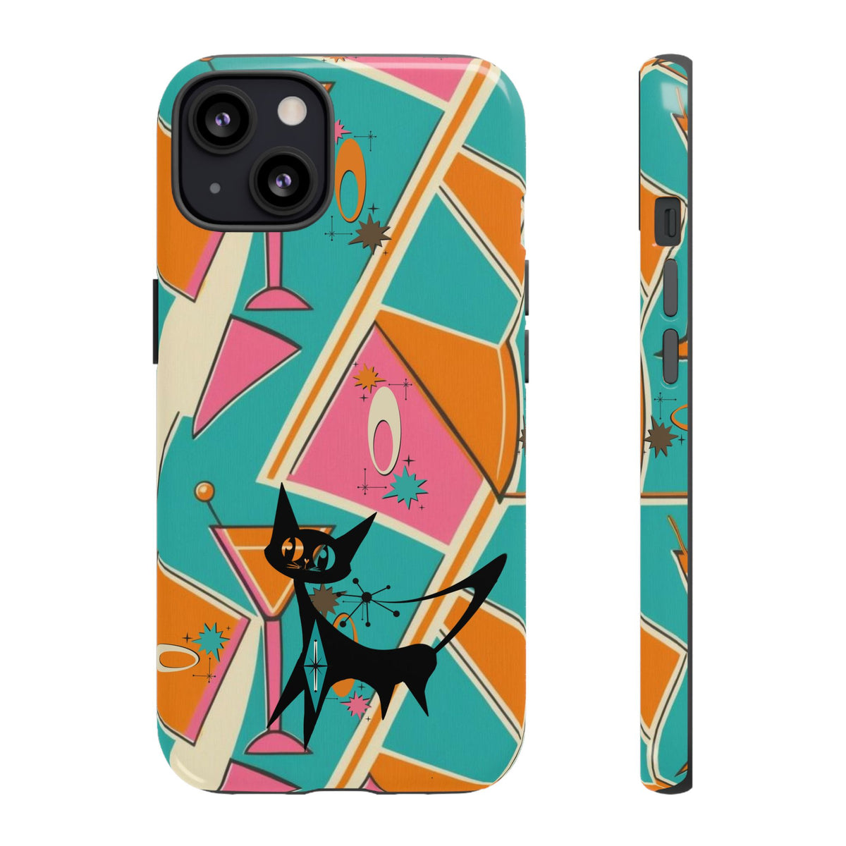 Atomic Cat Mid Mod Retro Cat Phone Case - Tough Cases for Stylish Cat Lovers