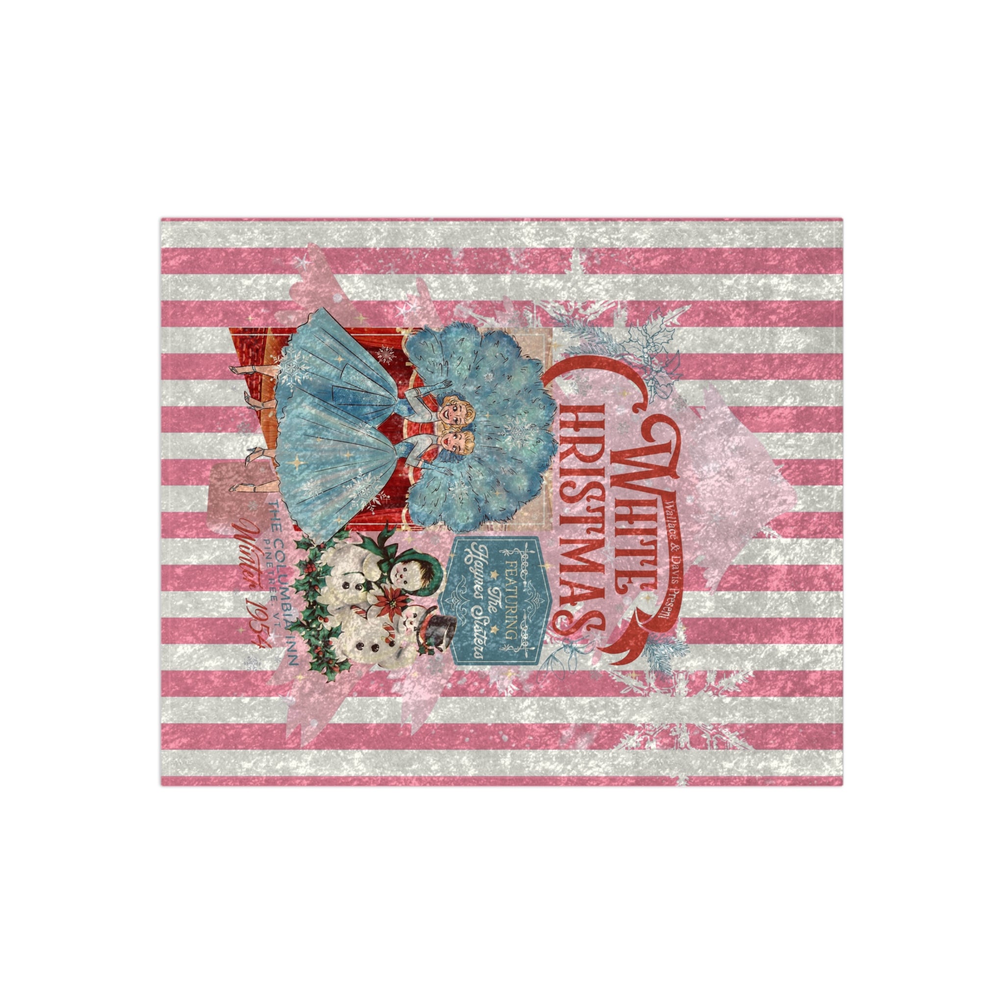Sister Sister Haynes Sister Wallace And Davis Vintage Inspired Crushed Velvet Blanket - White Christmas Design - Mid Century Modern Gal