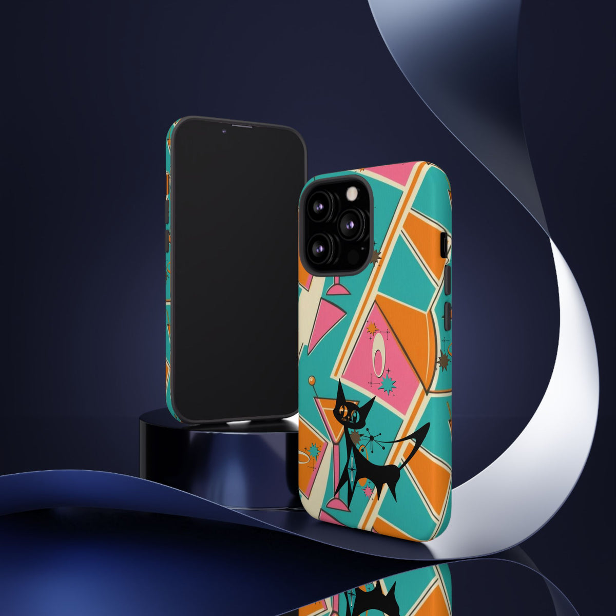 Atomic Cat Mid Mod Retro Cat Phone Case - Tough Cases for Stylish Cat Lovers