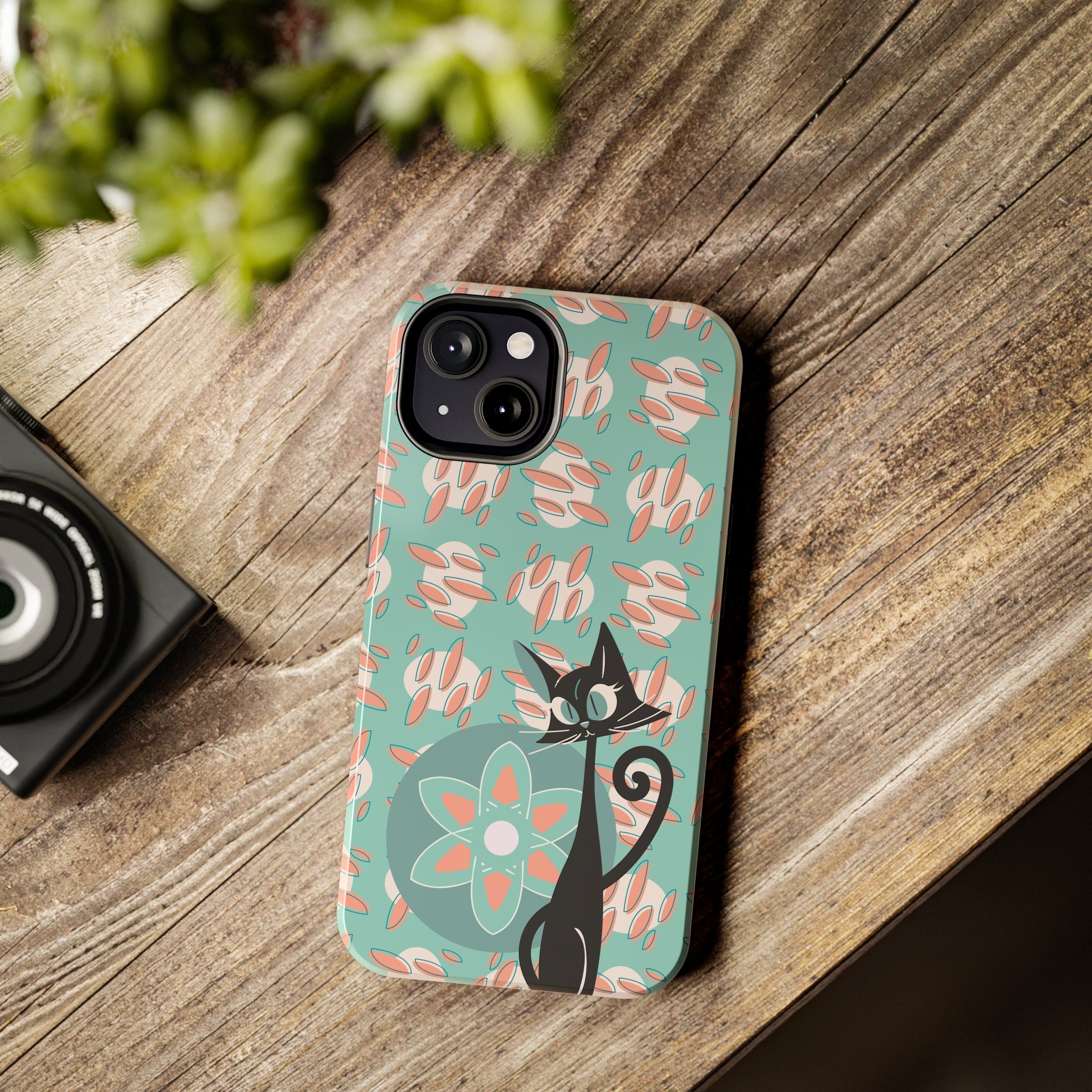 Atomic Cat, Mid Century Modern Funky Fun Smart Phone Tough Phone Cases - Mid Century Modern Gal