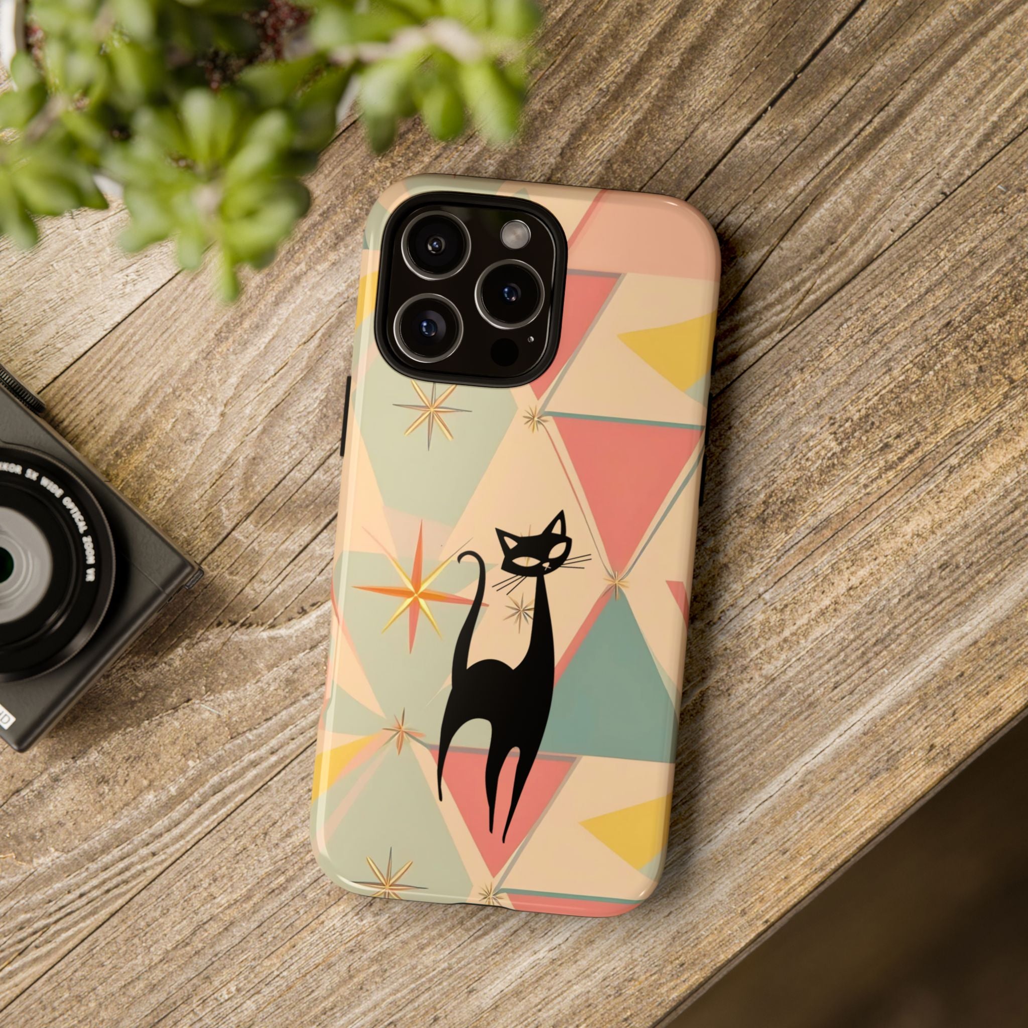 Atomic Cat Mid Mod Retro Cat Phone Case | Tough Cases with Vintage Vibe | Ideal for Cat Lovers