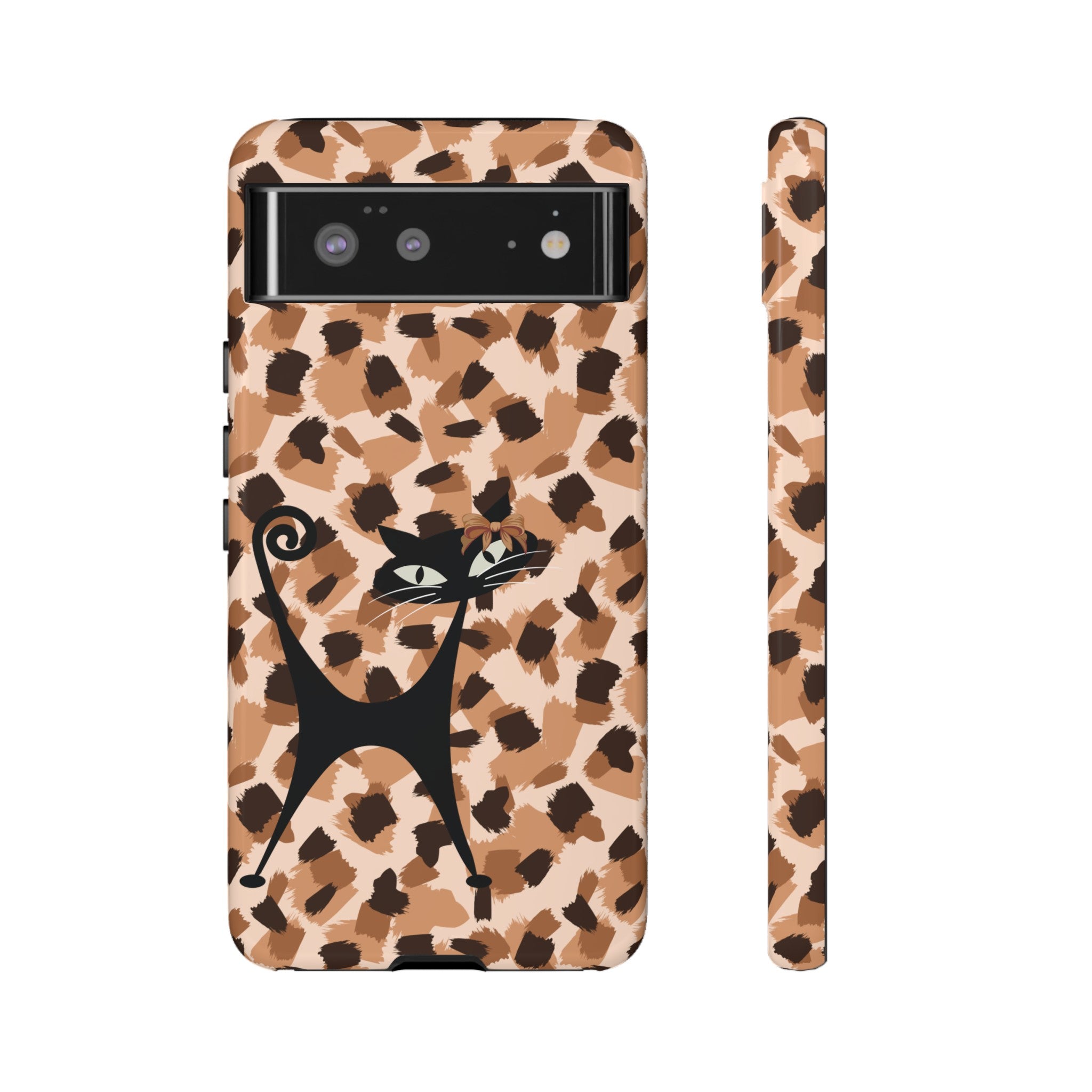 Mid Century Modern Atomic Cat, Animal Print Kitschy Trendy Smart Phone Tough Cases - Mid Century Modern Gal