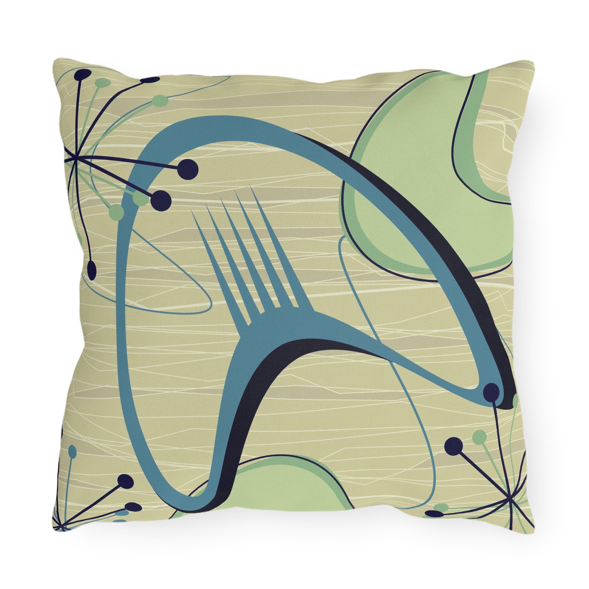 Mid Century Modern Atomic Boomerang Summer Garden Outdoor Pillows - Mid Century Modern Gal