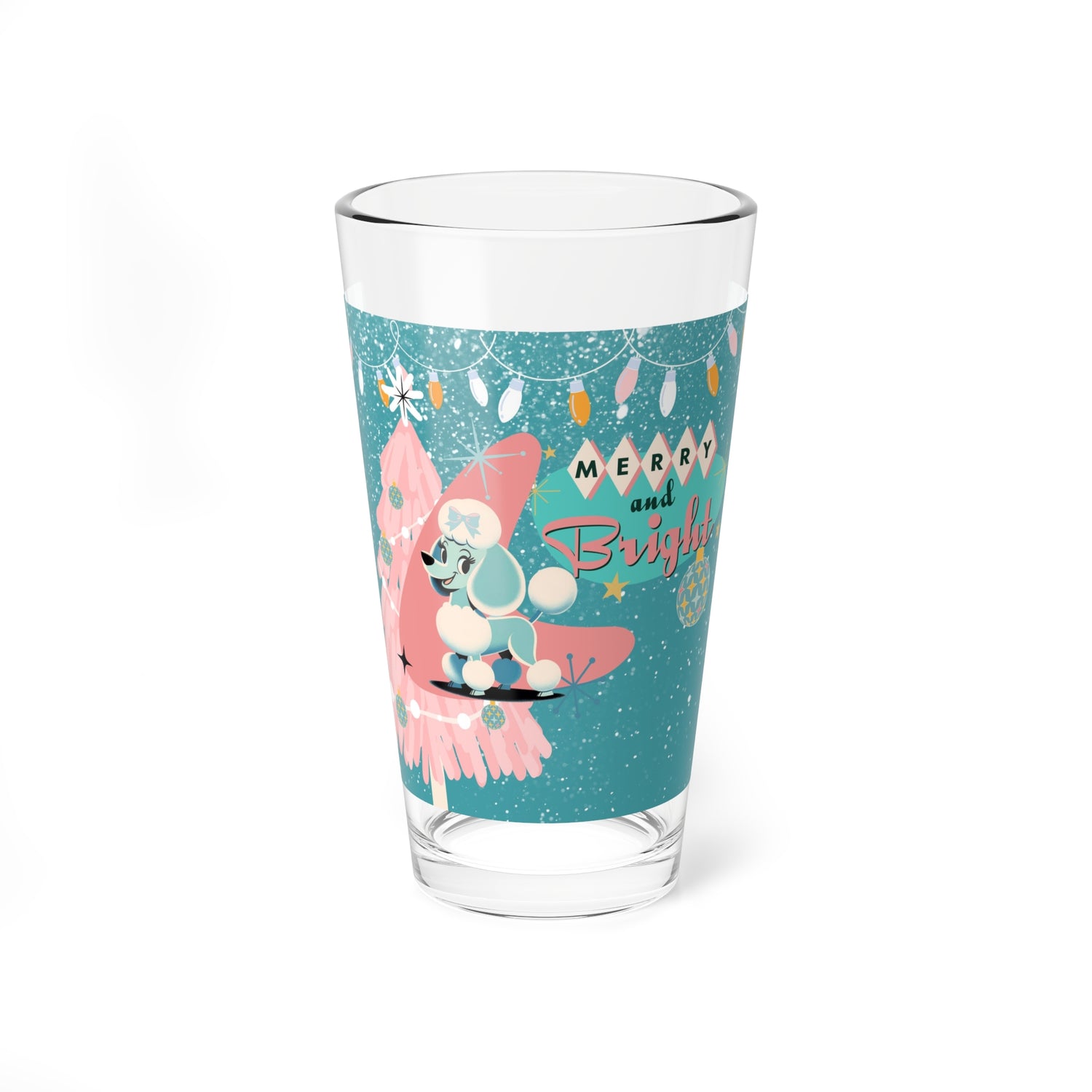 Mid Century Modern Barware Christmas 50s Poodle Mixing Glass, 16oz - Mid Century Modern Gal