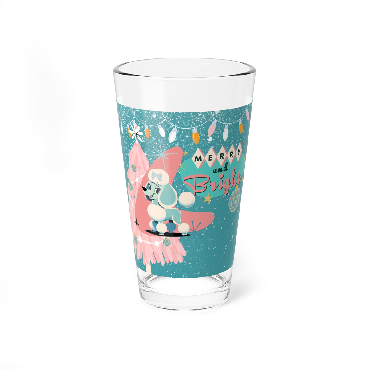 Mid Century Modern Barware Christmas 50s Poodle Mixing Glass, 16oz - Mid Century Modern Gal