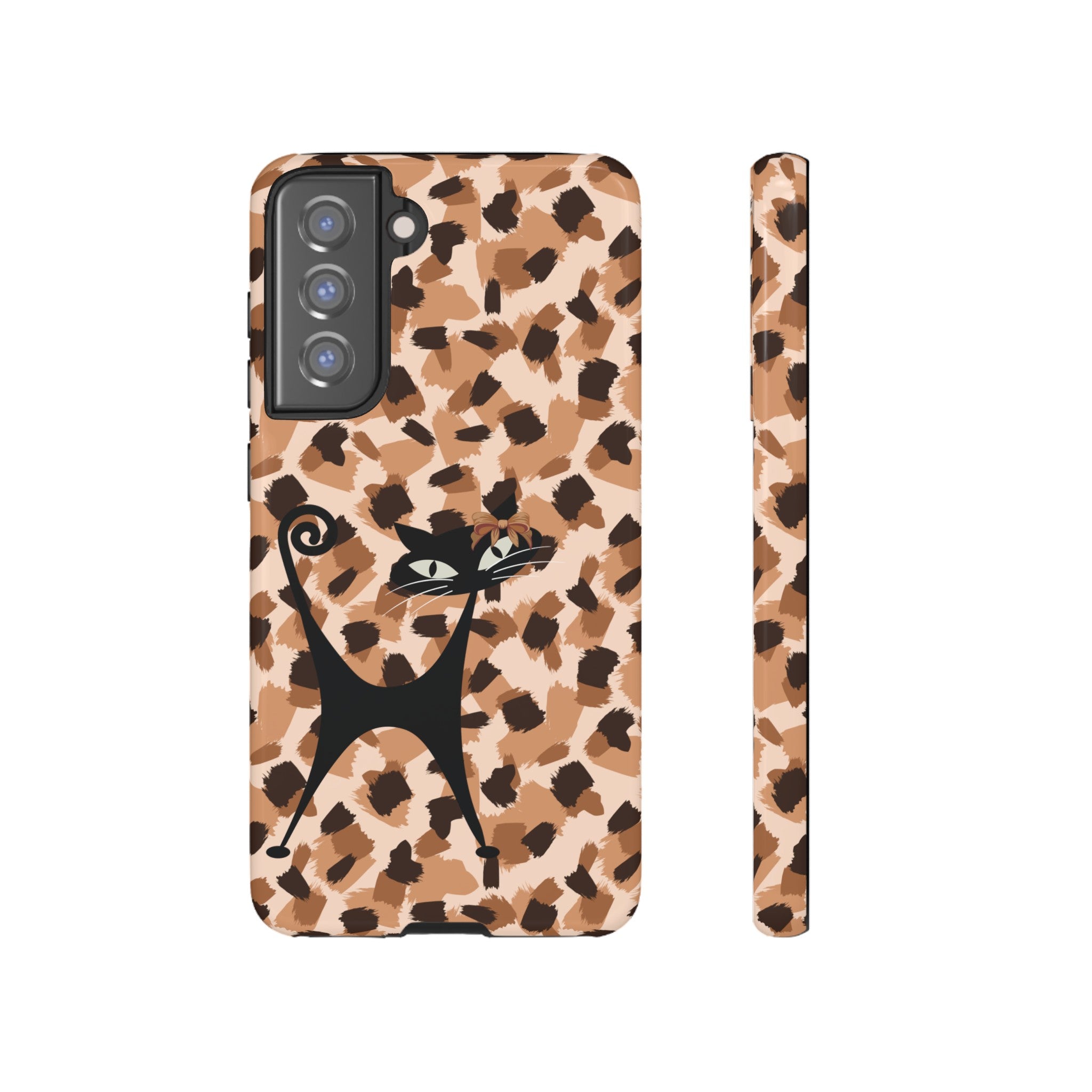 Mid Century Modern Atomic Cat, Animal Print Kitschy Trendy Smart Phone Tough Cases - Mid Century Modern Gal