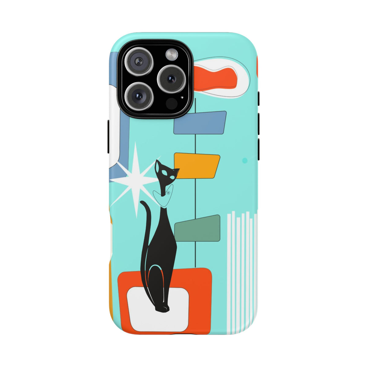 Atomic Cat, Mid Mod Aqua Blue, Geometric, Samsung, Google Pixel, Apple iPhone Tough Cases