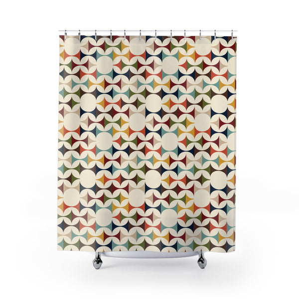 Mid Century Modern Curtains, Retro Scandinavian Modern Danish Shower Curtain