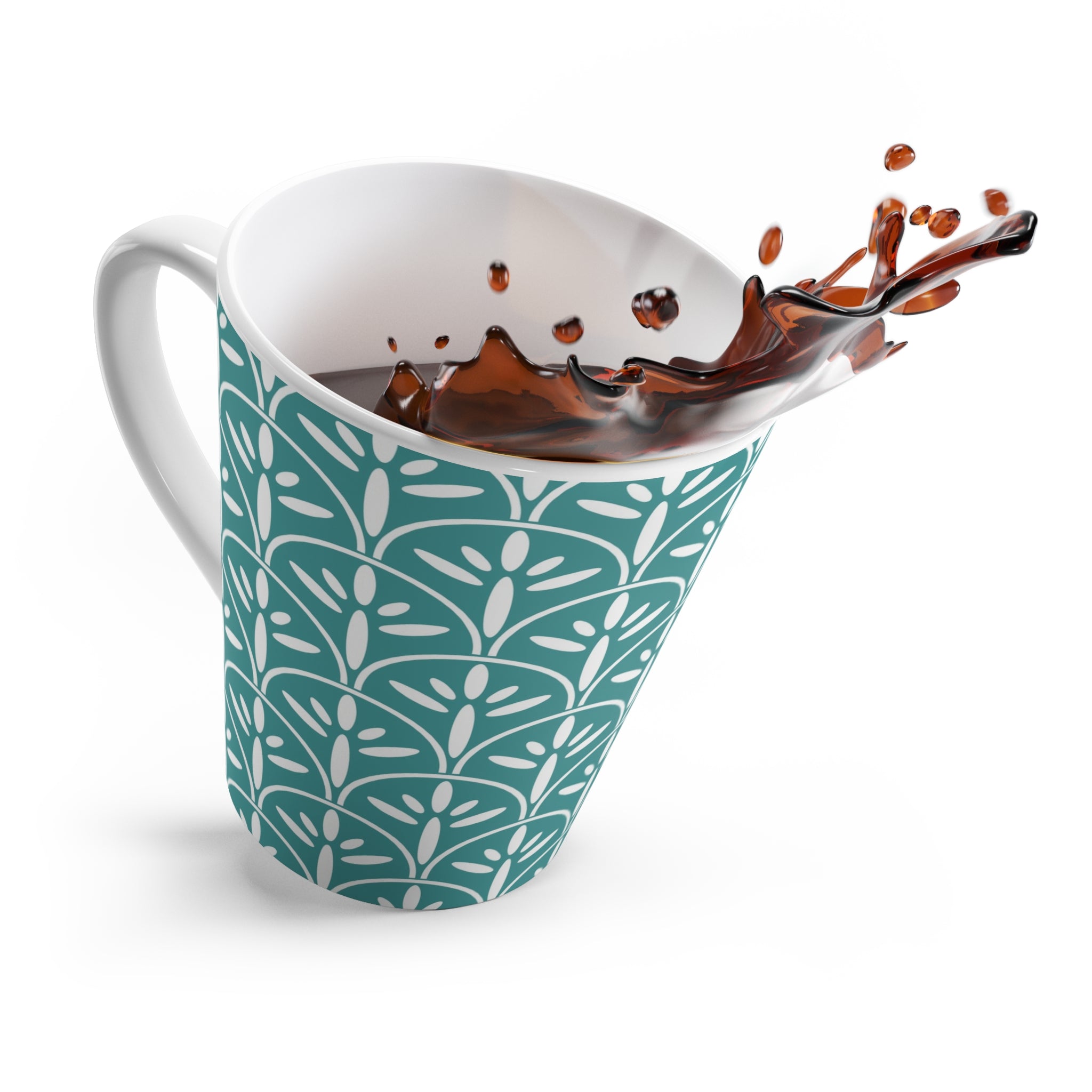 Art Deco Vintage Floral Latte Mug - Stylish Ceramic Cup for Coffee Lovers - Mid Century Modern Gal