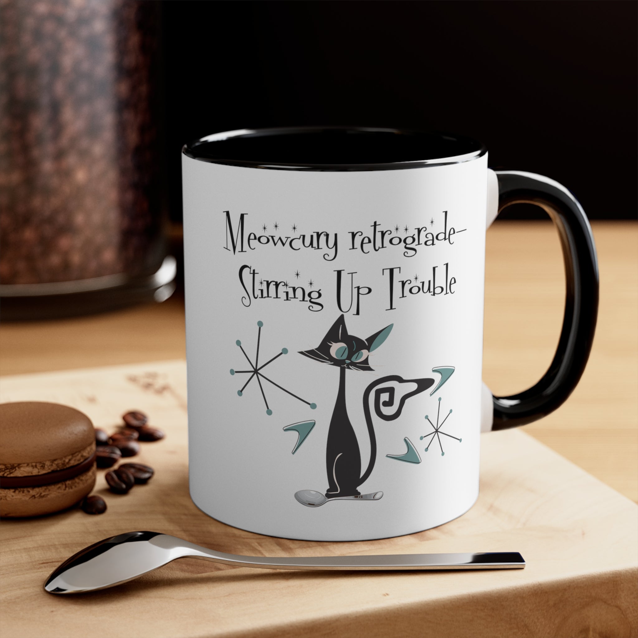 Atomic Kitty Cat, Mid Century Modern Drinkware, Funny, Kitschy Style, Cat Lover, Coffee Lover Mug Gifts - Mid Century Modern Gal