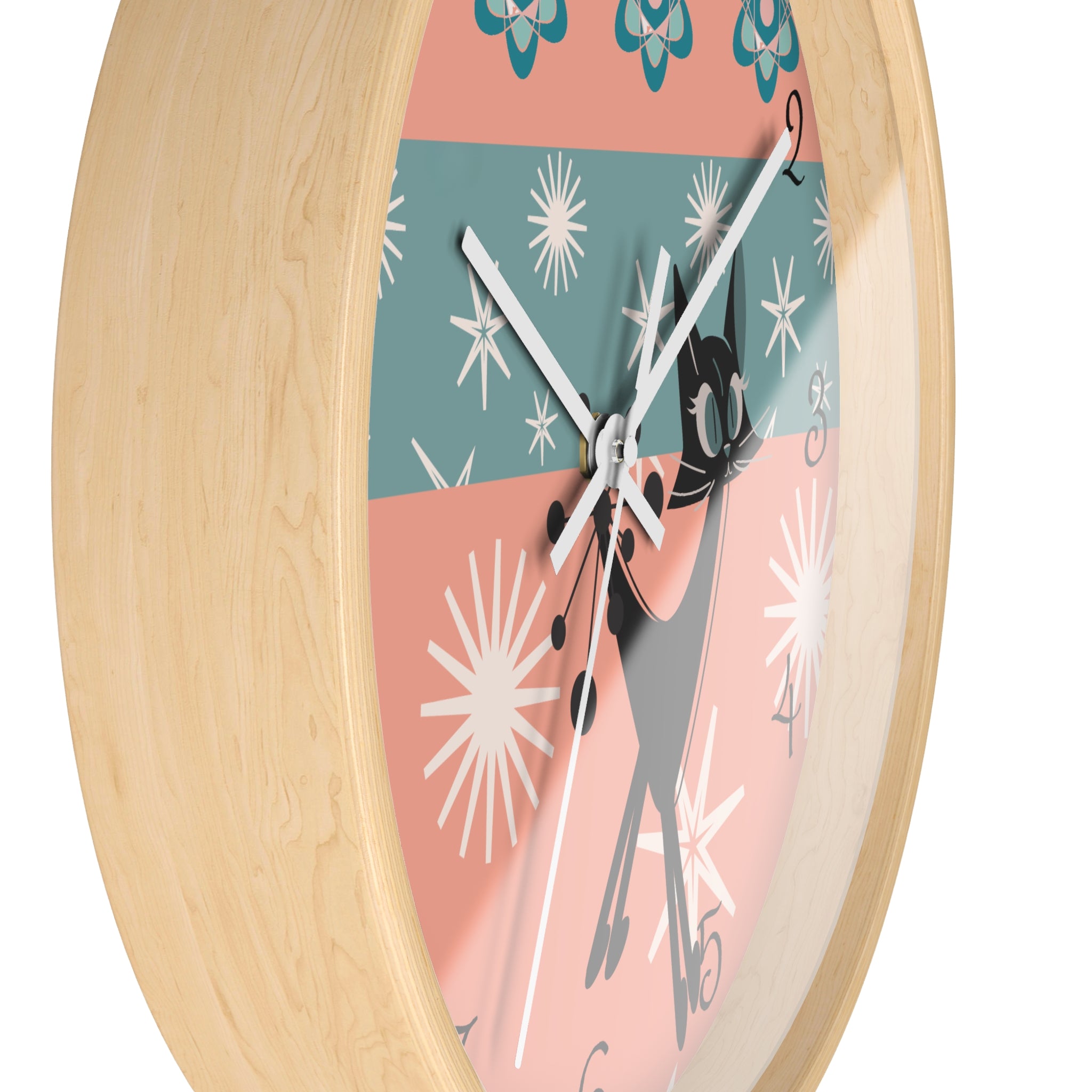 Atomic Cat Wall Clock, Mid Century Modern Kitschy 50s Style, Livingroom, Bedroom, Kitchen MCM Wall Clock - Mid Century Modern Gal