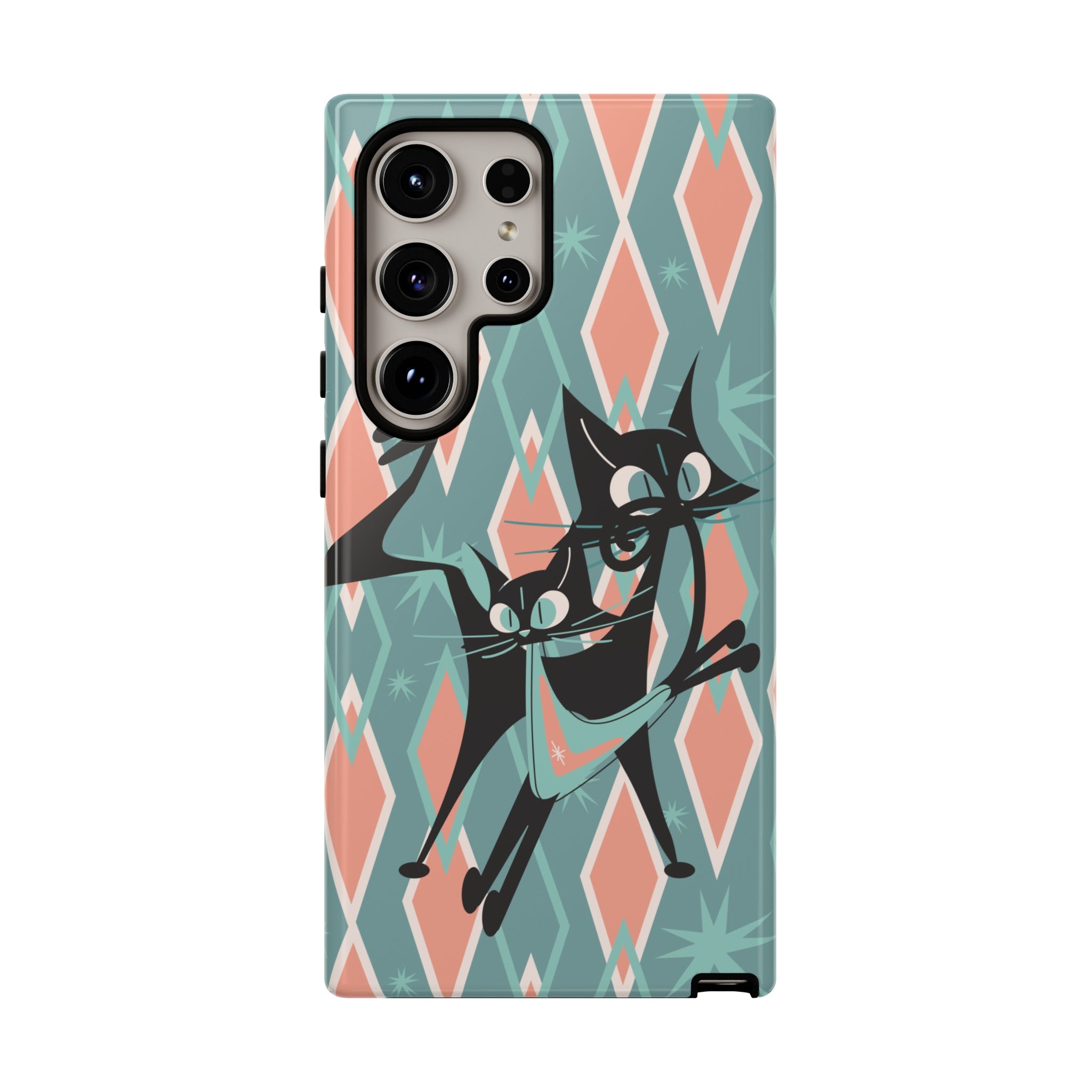 Mid Mod Atomic Cat Kitschy Retro Chic Samsung, Smart Phone Tough Cases