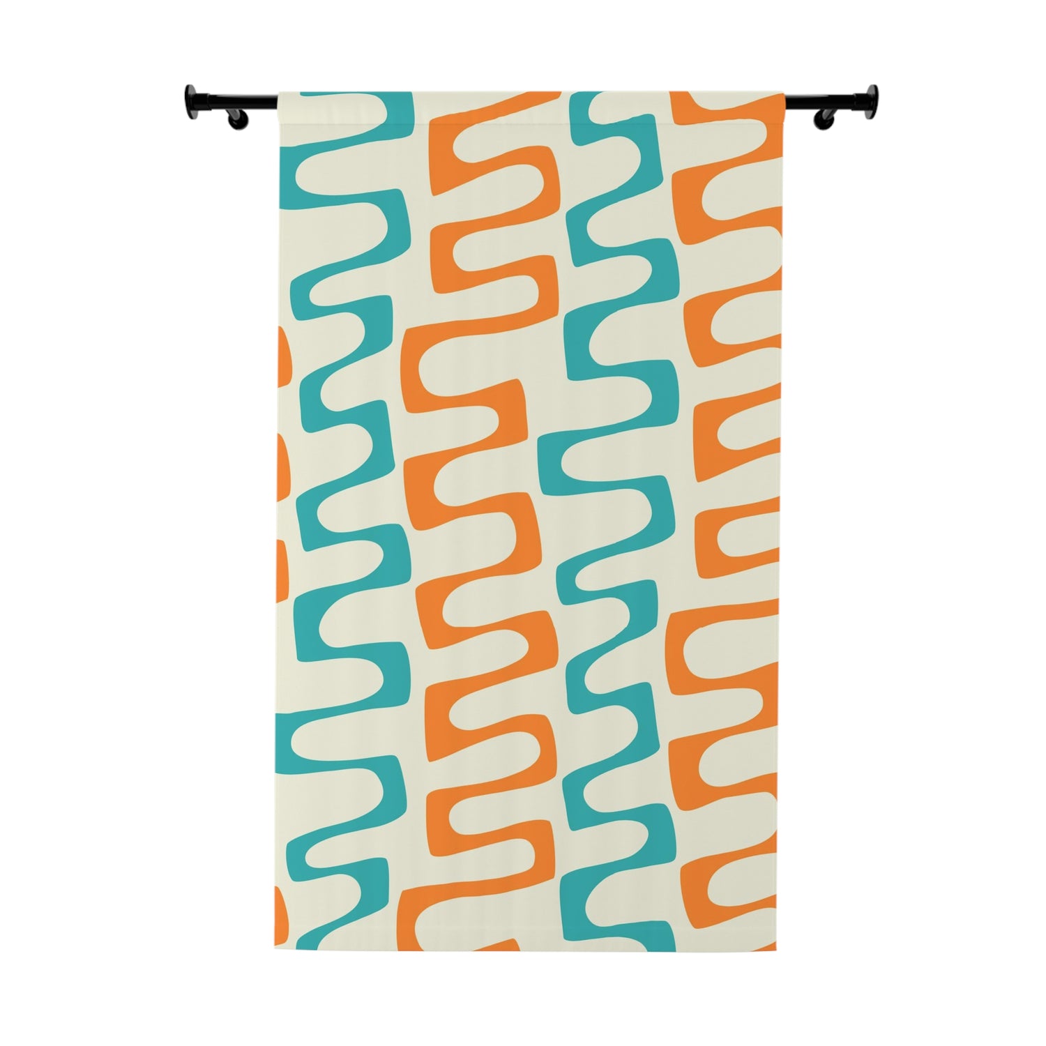 Mid Century Modern Window Curtain, Orange, Teal Geometric Groovy MCM Bedroom, Livingroom Blackout Curtain - Mid Century Modern Gal