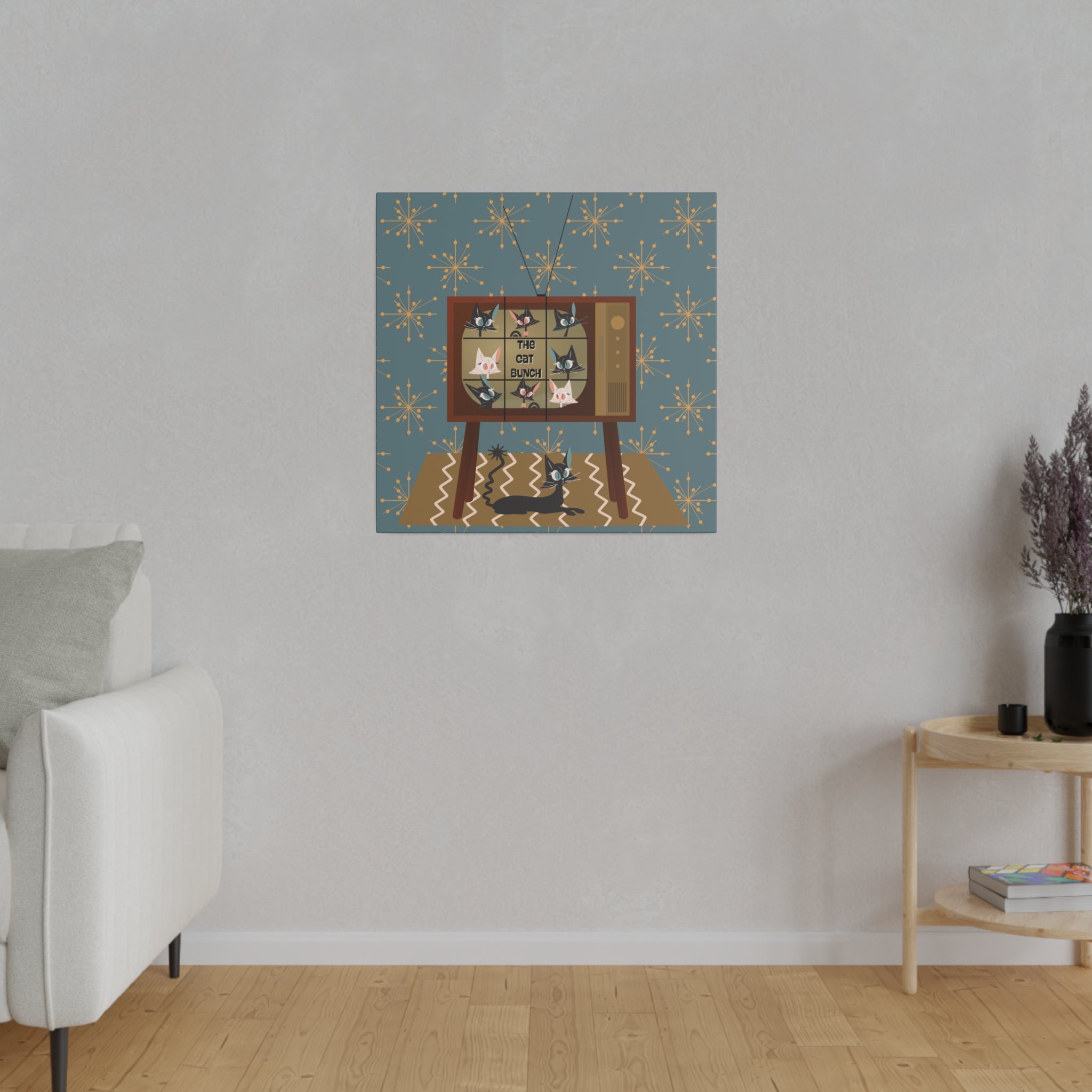Atomic Cat, Mid Century Modern Wall Art, TV Show, Kitschy Cute, Black Cat Lover Wall Art - Mid Century Modern Gal