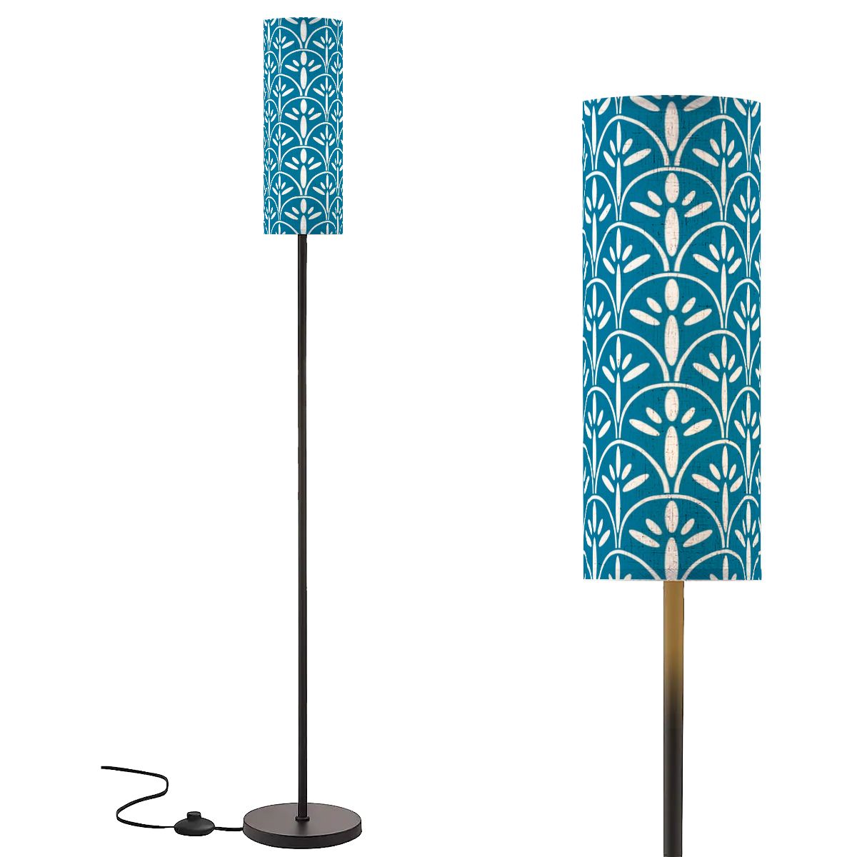 Art Deco Colorful Abstract Floor Lamp | Blue And White Mid Century Modern Lighting - Mid Century Modern Gal