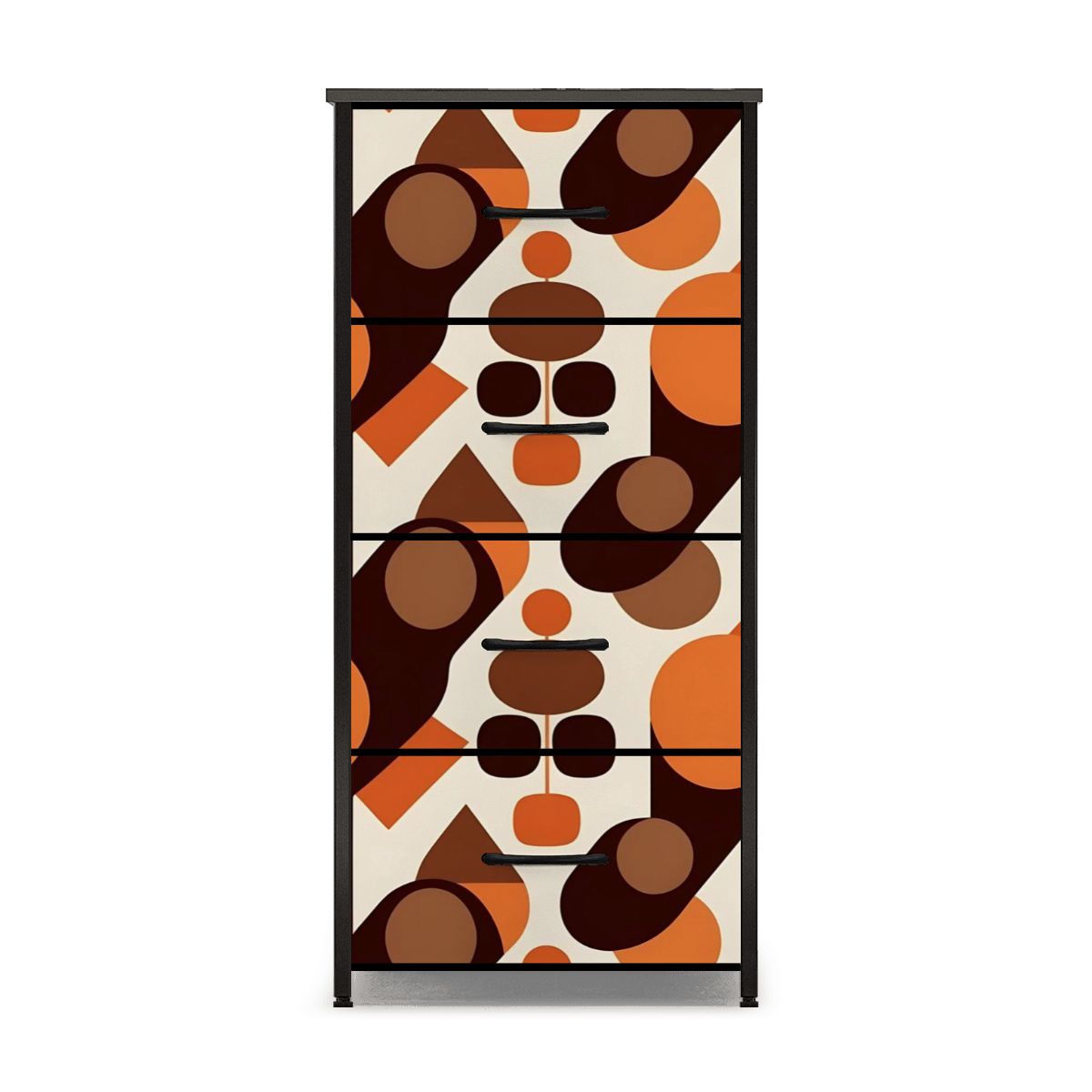 60s Mod Brown Orange Retro Mid Century Modern 4-Drawer Dresser - Mid Century Modern Gal