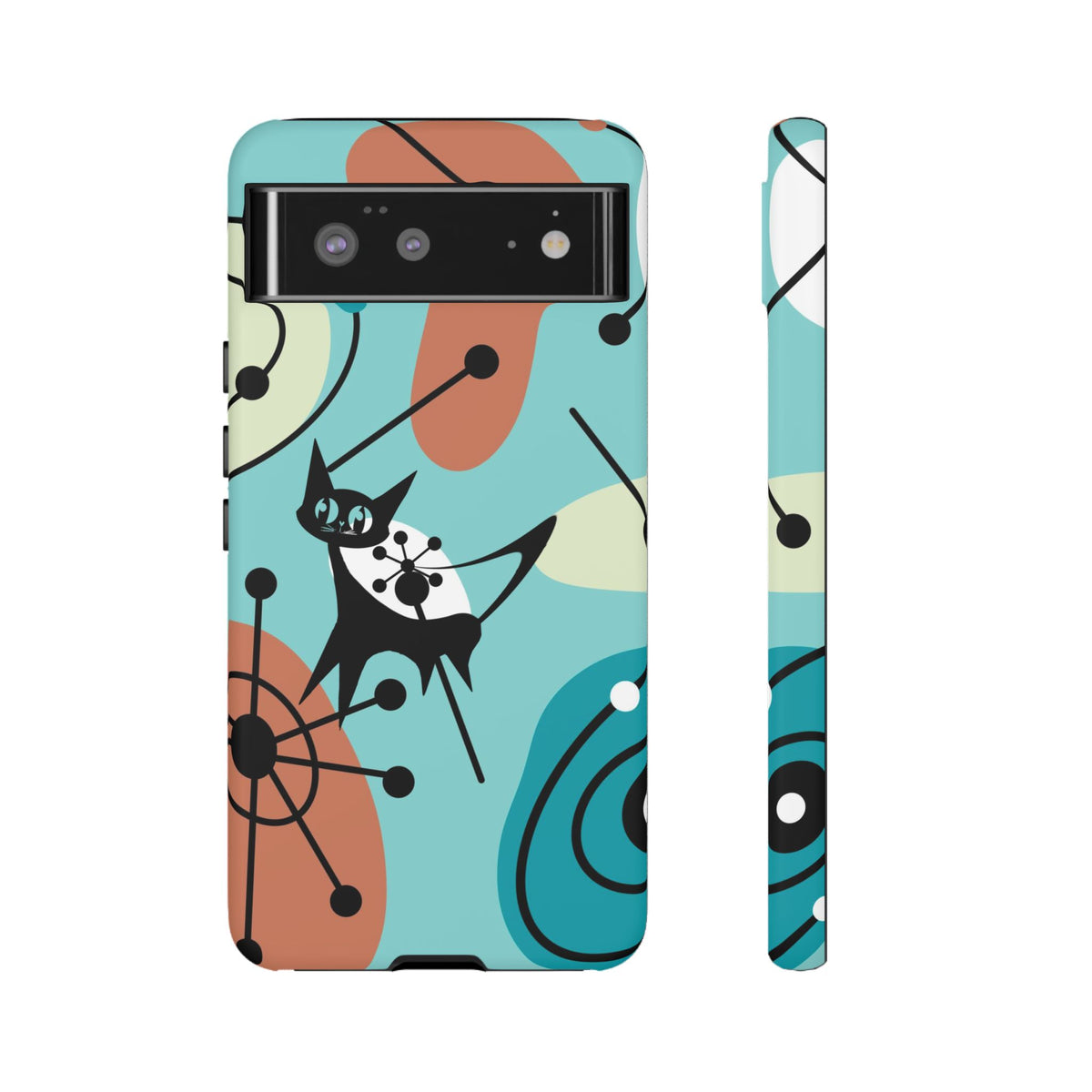 Atomic Kittie, Mid Century Modern Geometric Amoeba Retro Smart PhoneTough Phone