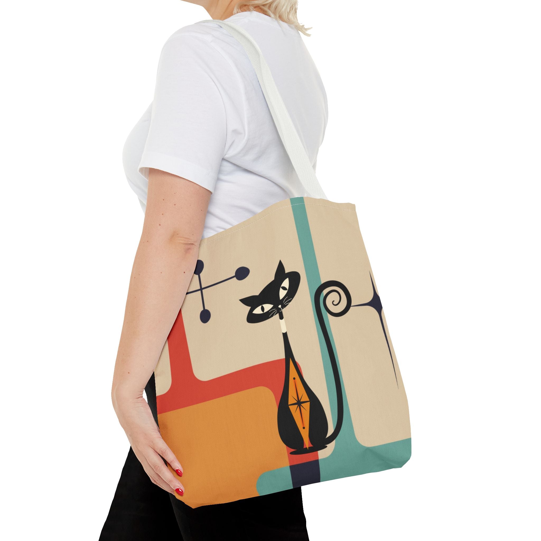 Atomic Cat Mid Century Mod Tote Bag - Mid Century Modern Gal