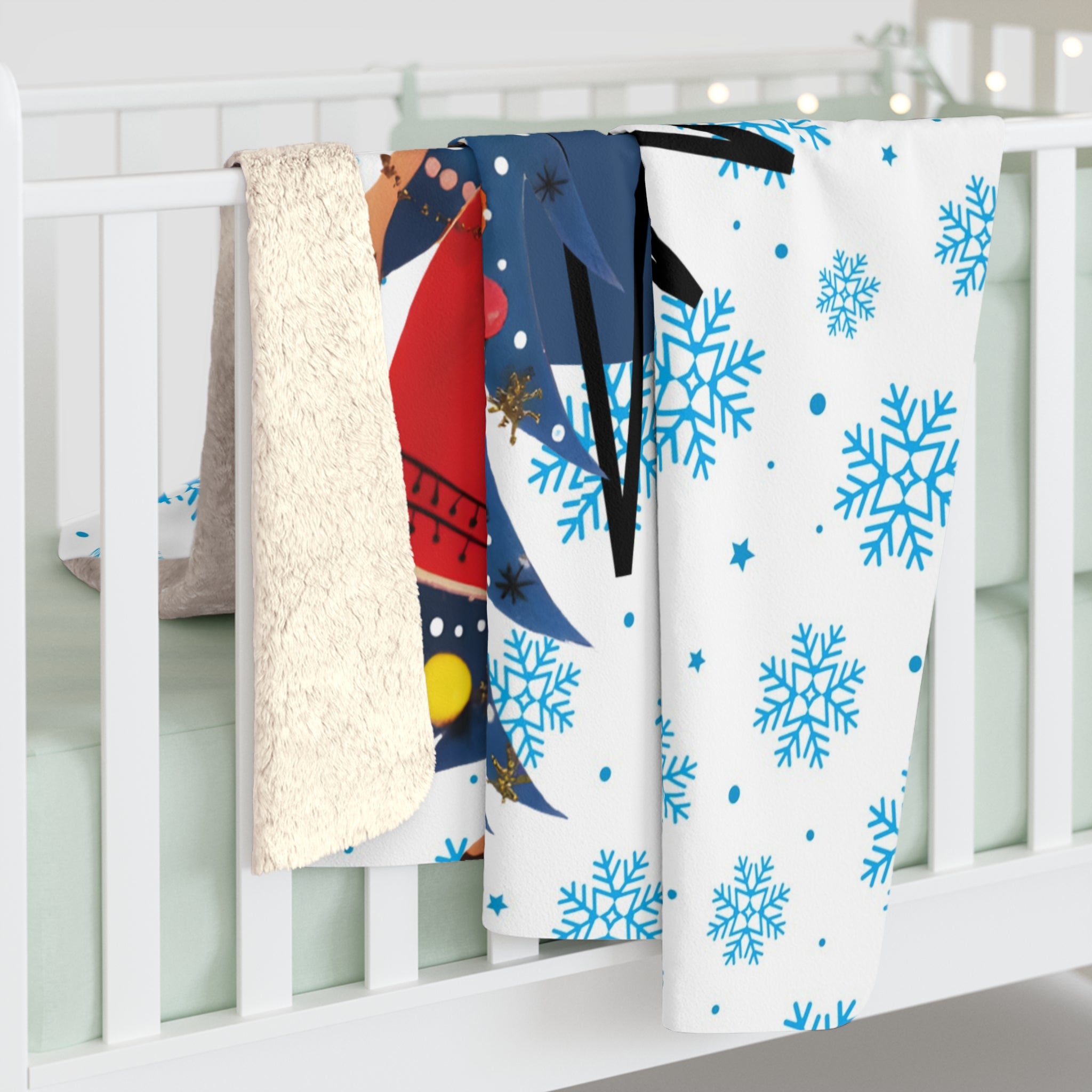 50s Christmas Fransican Starburst, Kitschy Snuggly Snowfake Blanket Gift - Mid Century Modern Gal