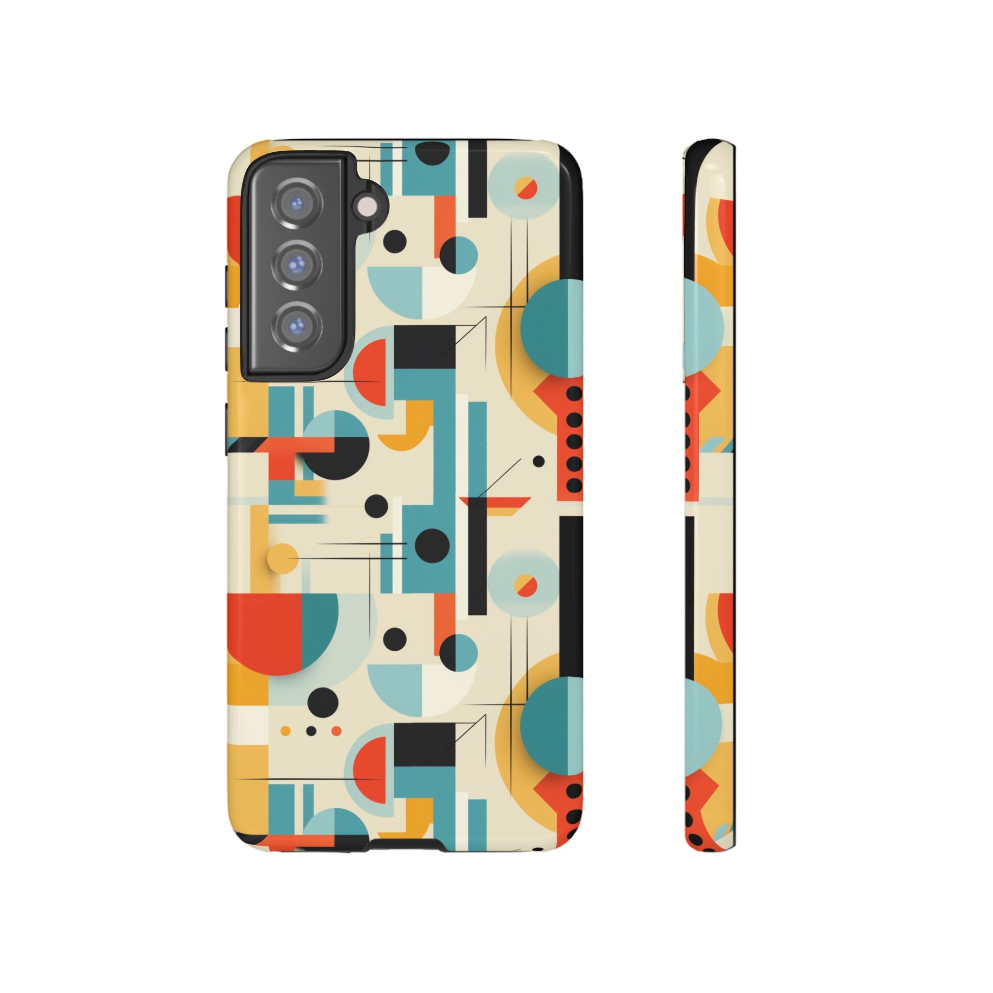 Bauhaus Designed Mid Mod Geometric Groovy Smart Phone, iPhone, Samsung Compatible Tough Cases