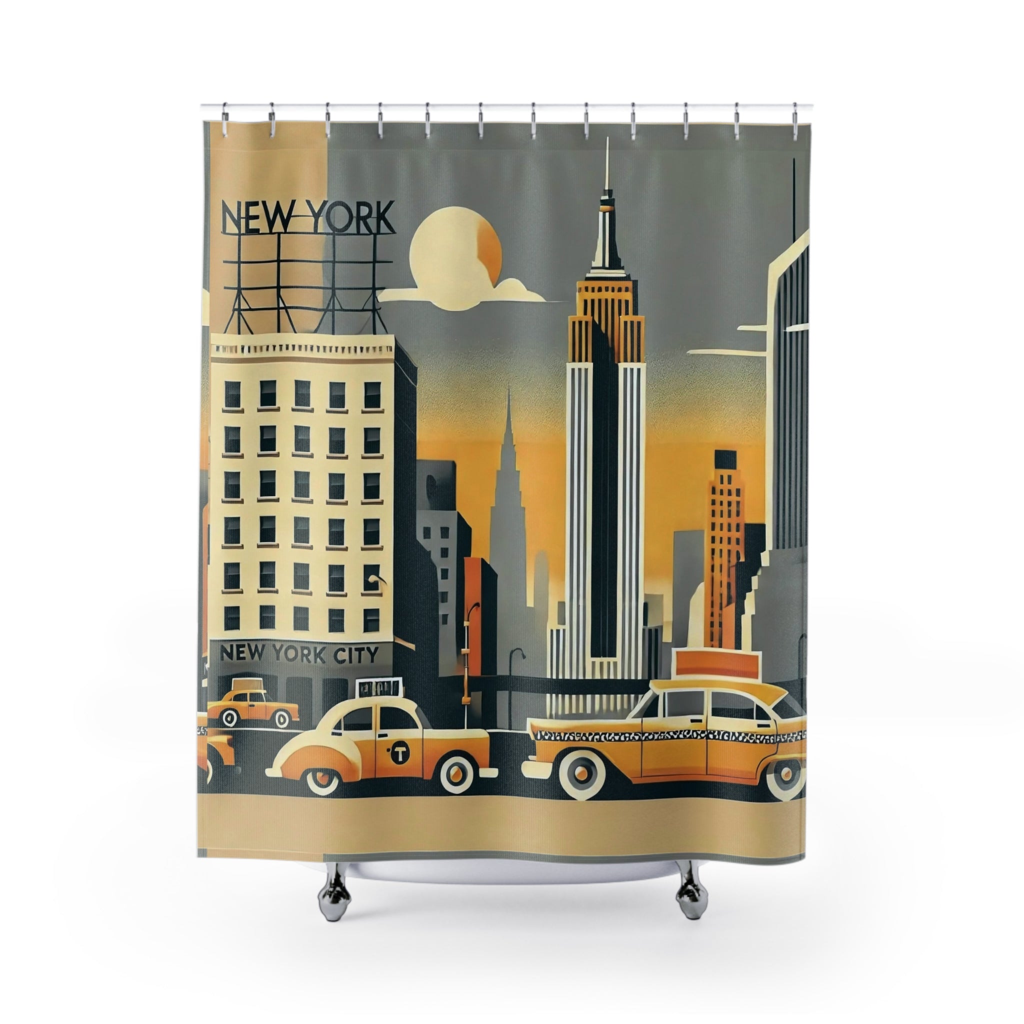 New York City Themed Retro Mod Kitschy Shower Curtain - Mid Century Modern Gal