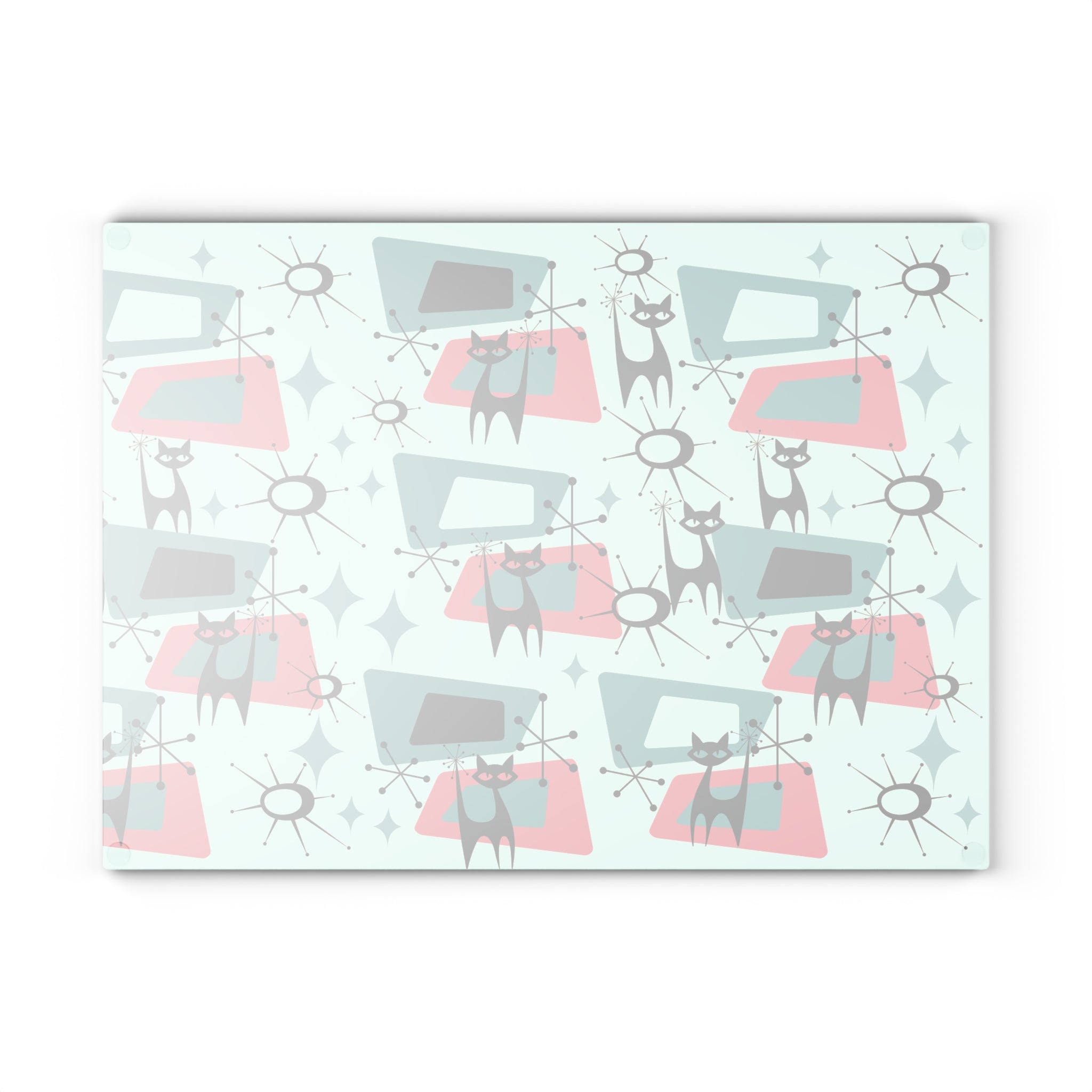 Atomic Space Cat, Cheese Board, Party Glass Cutting Board - Mid Century Modern Gal